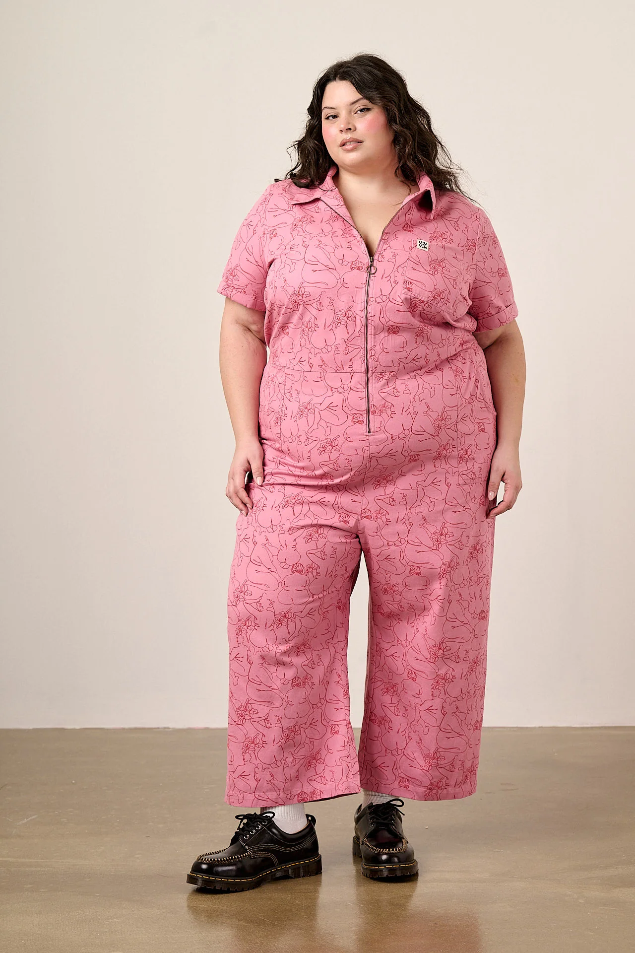 Ragan - Cotton Jumpsuit in Pink Bodies Print - Image 3