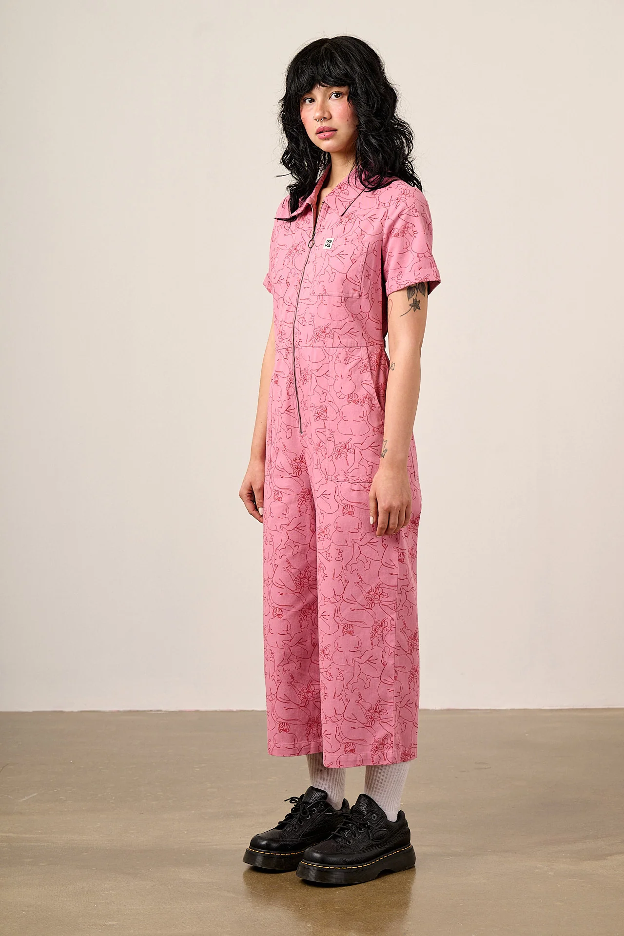 Ragan - Cotton Jumpsuit in Pink Bodies Print - Image 6