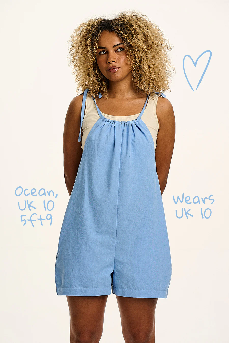 Ren - Cotton & Linen Playsuit in Blue - Image 2
