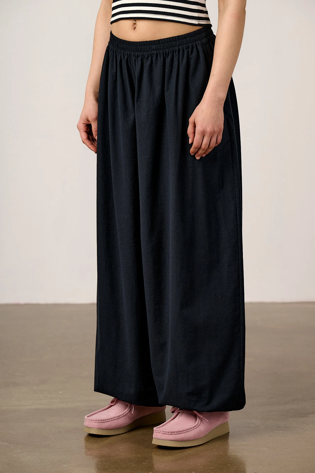 Renata - Cuffed Cotton Balloon Leg Trousers in Black - Image 2