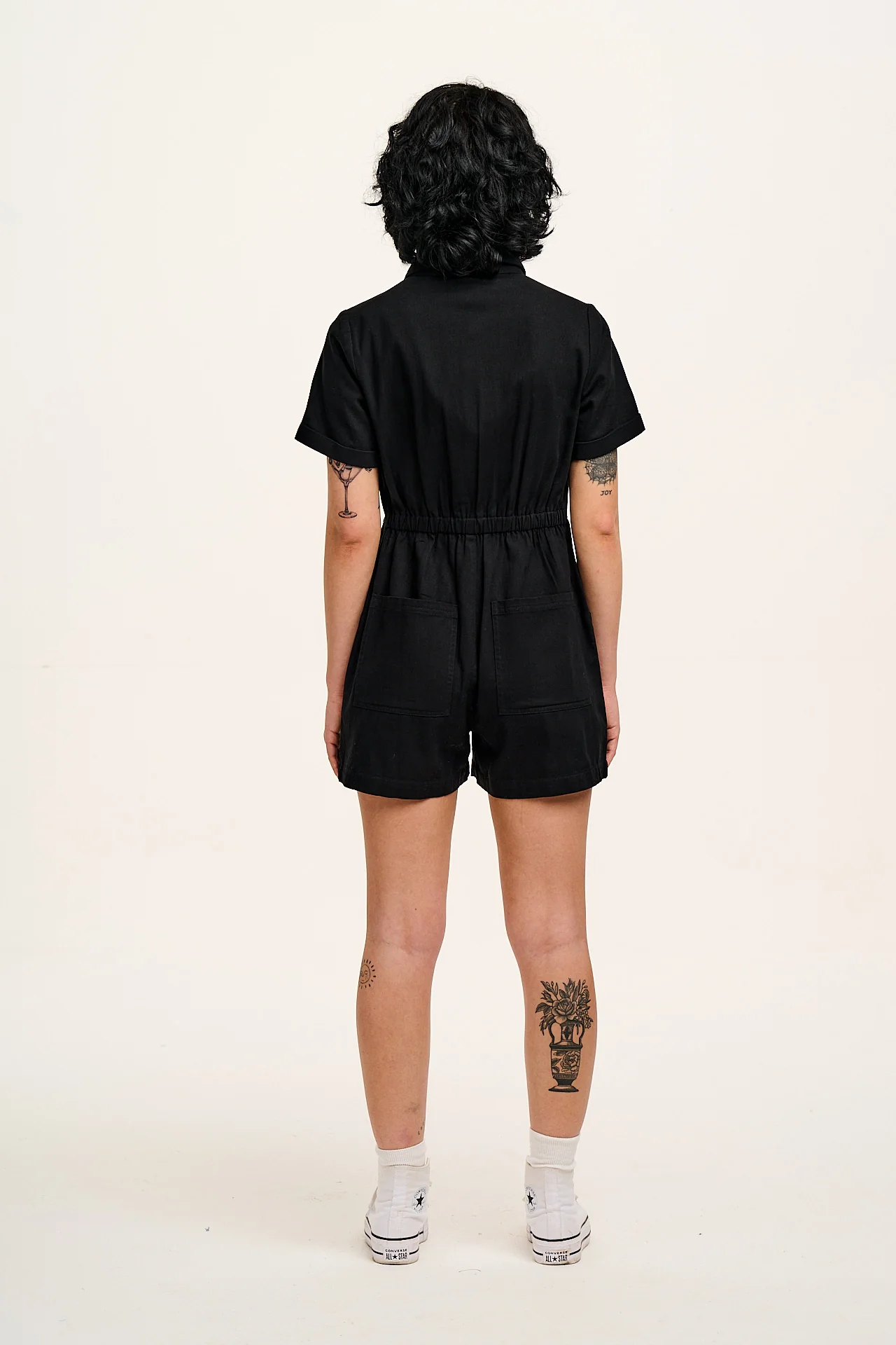 Riley - Cotton Playsuit in Black - Image 5