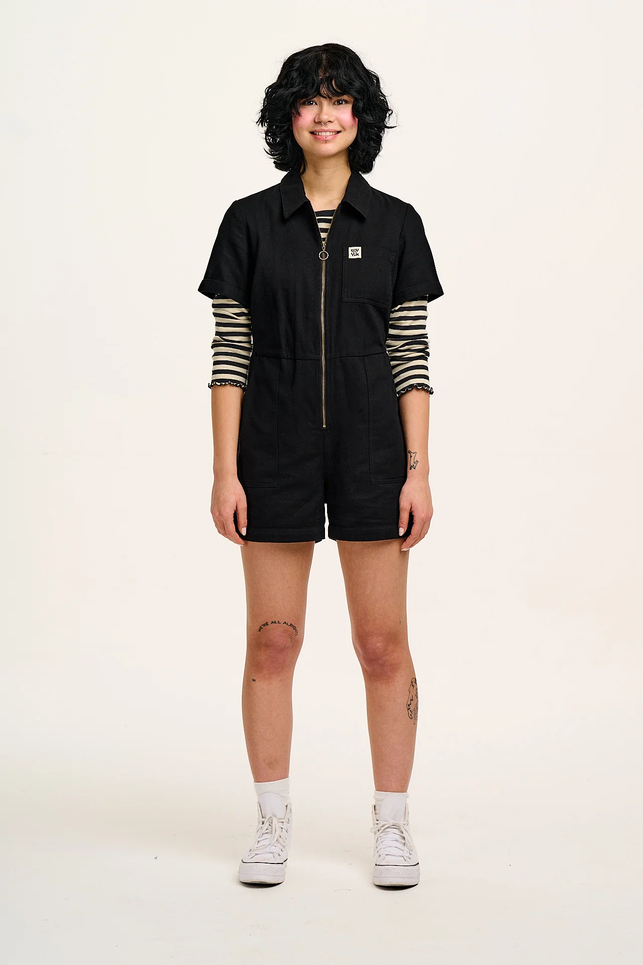 Riley - Cotton Playsuit in Black - Image 6