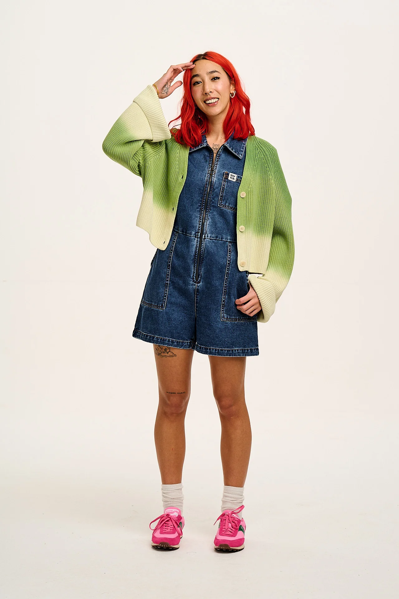 Riley - Denim Playsuit in Mid Wash Blue - Image 6