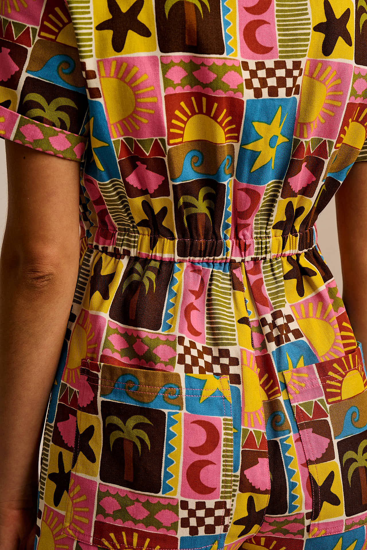 Riley - Cotton Playsuit in Multi Coastal Tile - Image 5