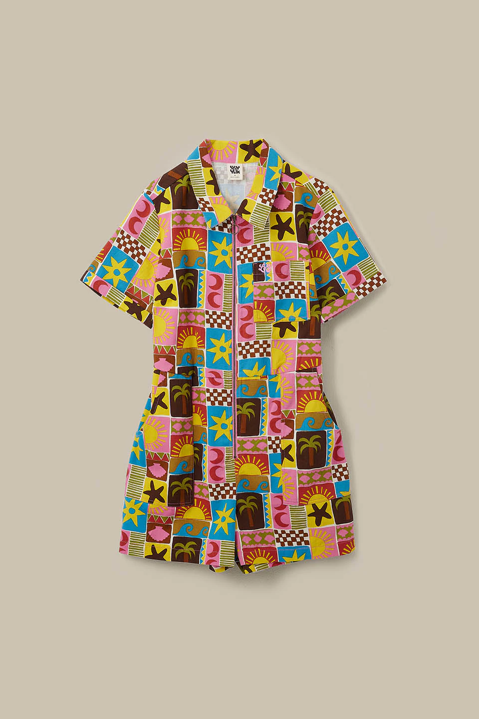 Riley - Cotton Playsuit in Multi Coastal Tile - Image 6