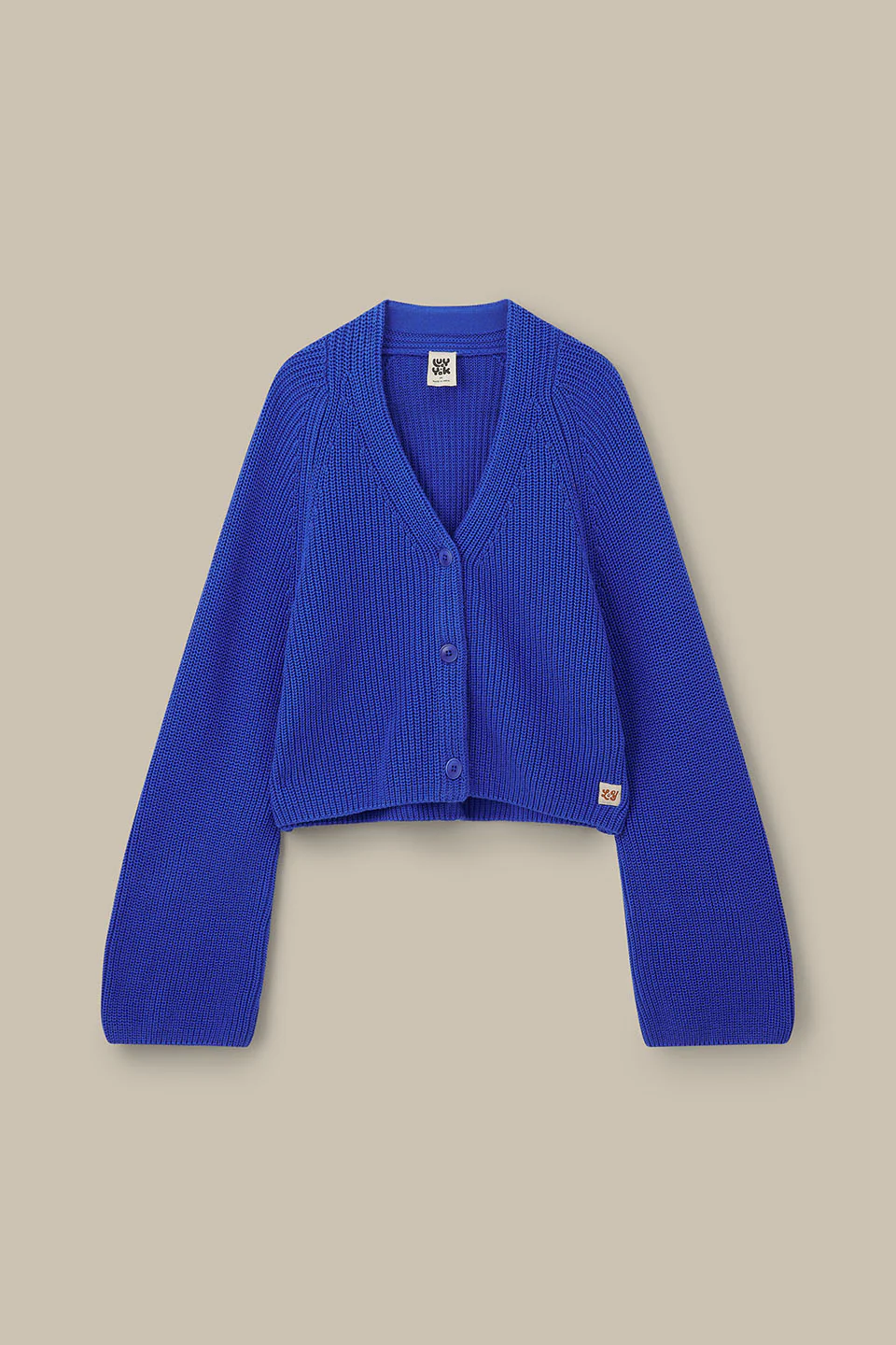Robyn - V-Neck Cotton Cardigan in Dazzling Blue - Image 3
