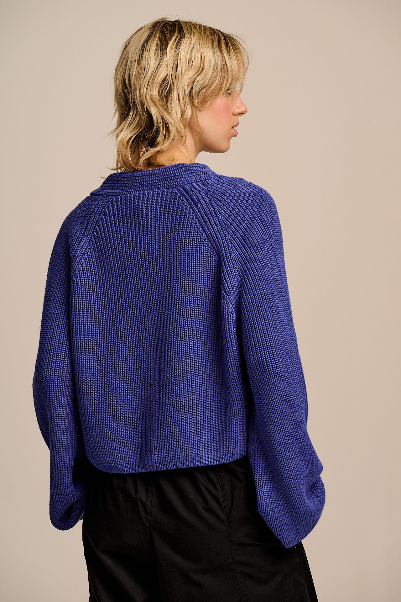 Robyn - V-Neck Cotton Cardigan in Dazzling Blue - Image 5