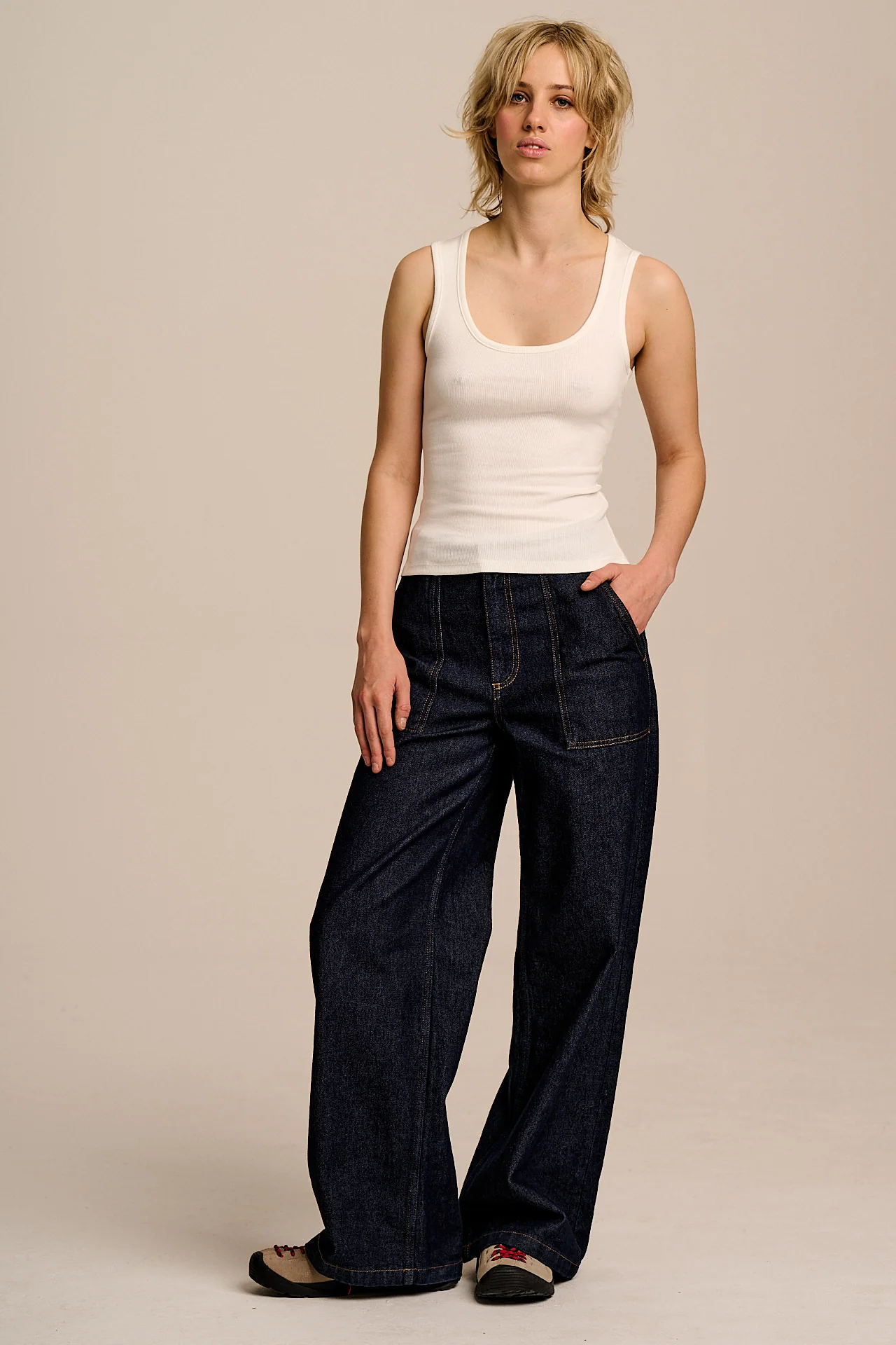 Romy - Cotton Scoop Vest in Ecru - Image 4