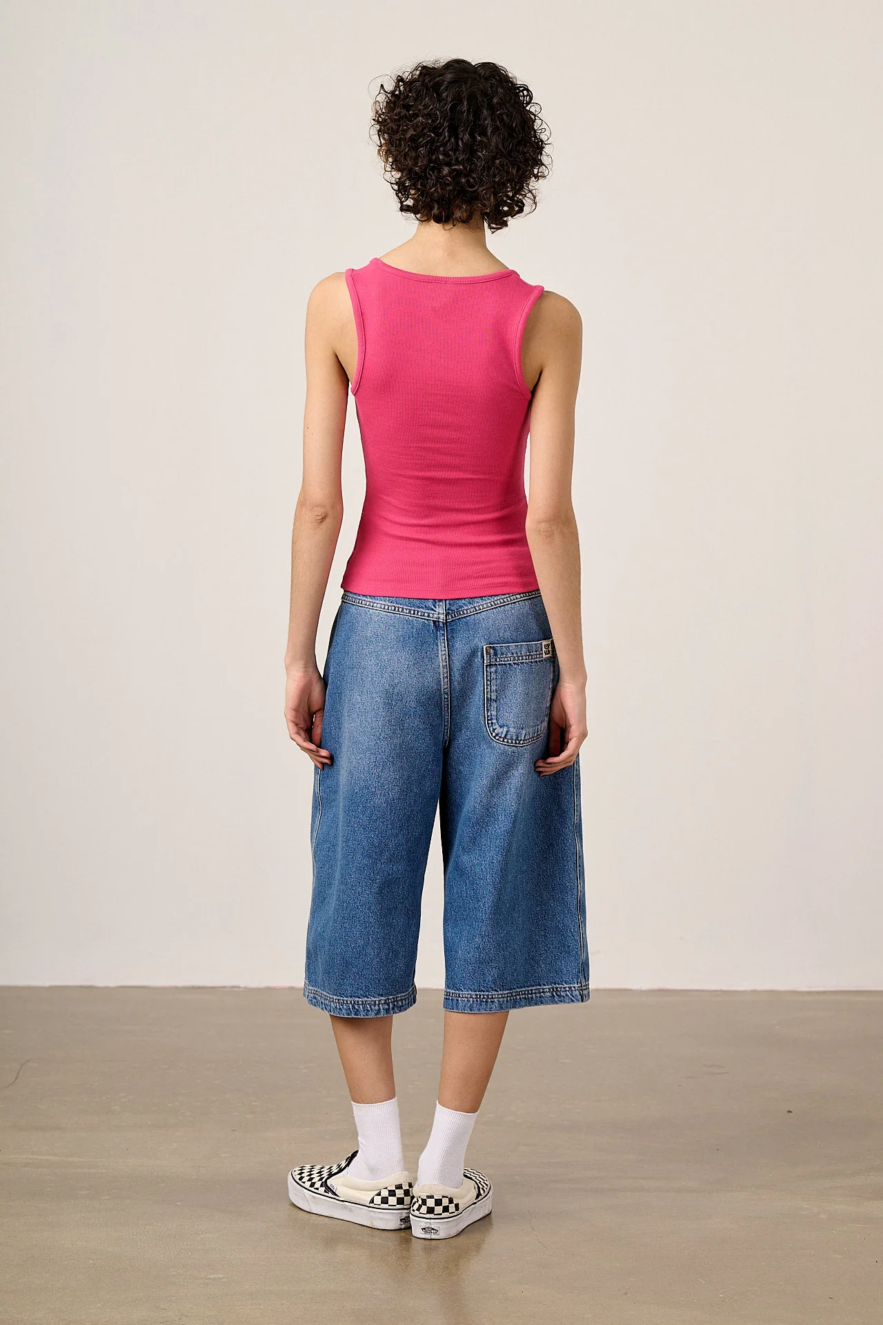 Romy - Cotton Scoop Vest in Fuchsia Pink - Image 5