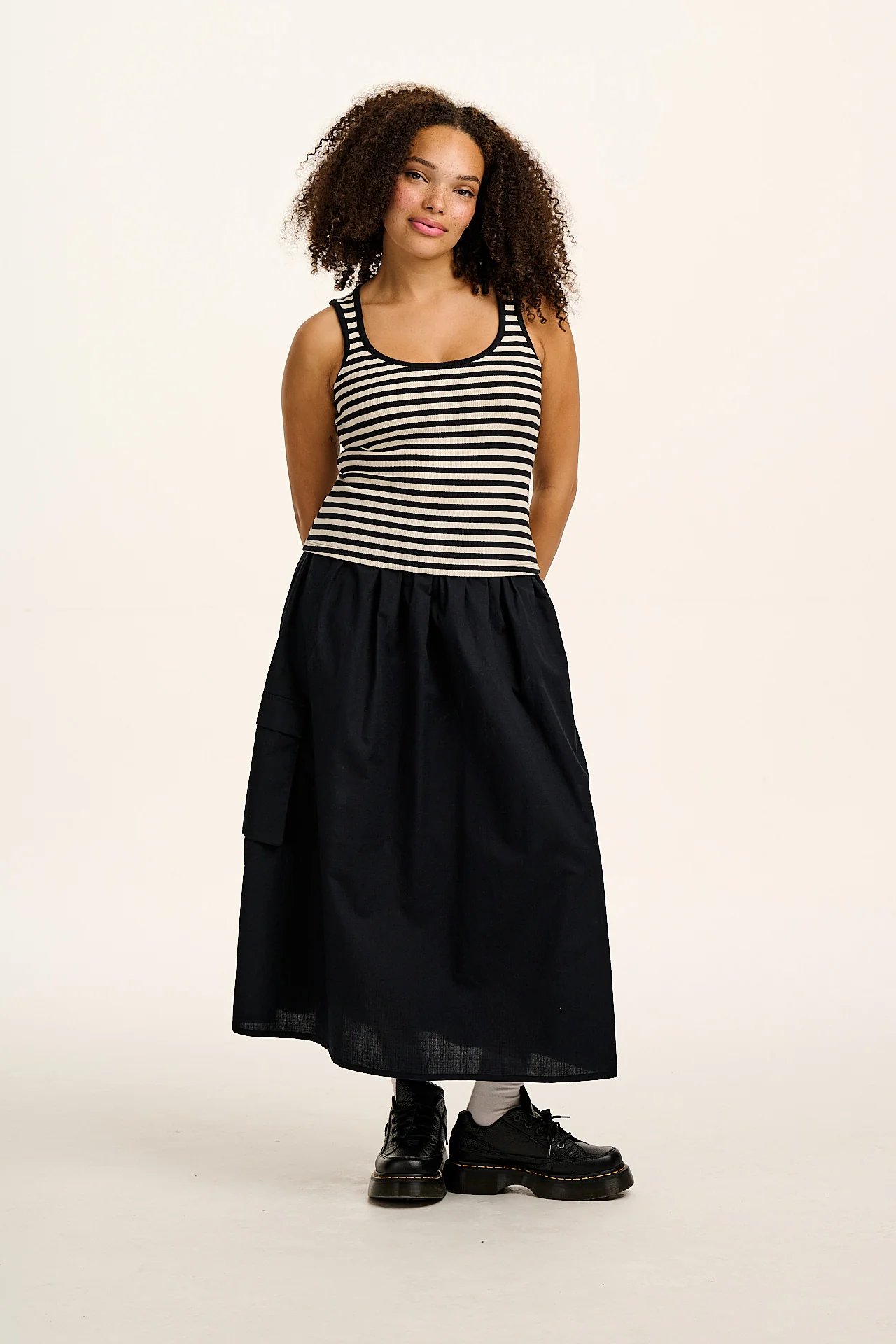 Romy - Ribbed Vest in Black & White Stripe - Image 3