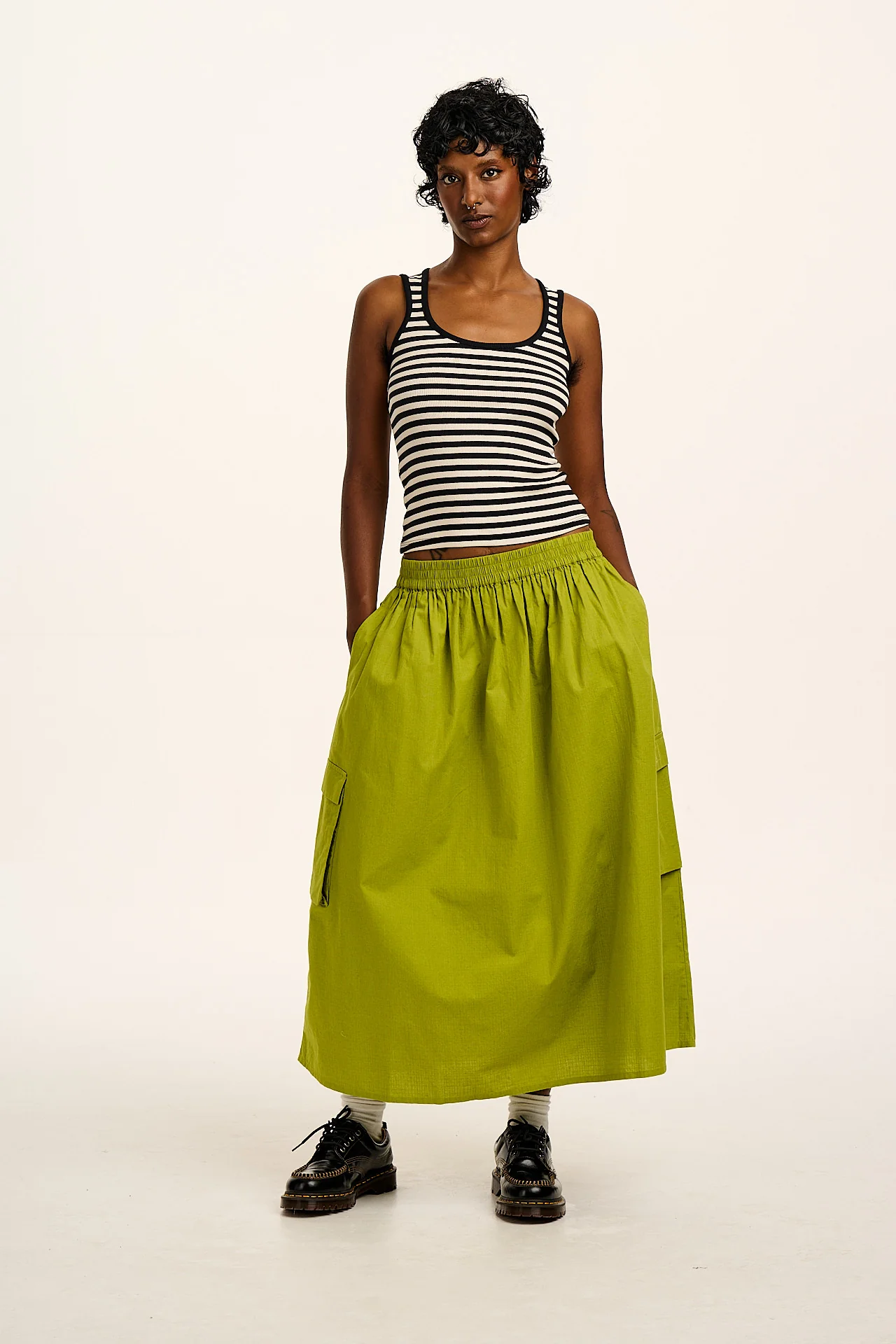 Romy - Ribbed Vest in Black & White Stripe - Image 6