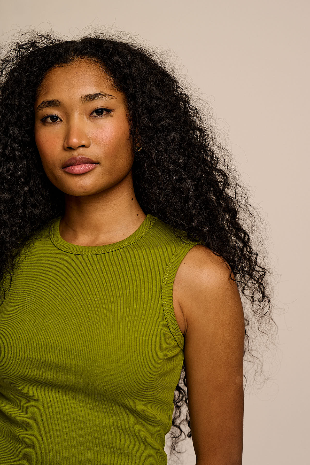 Rue - Cotton Rib Tank Top in Green - Image 2