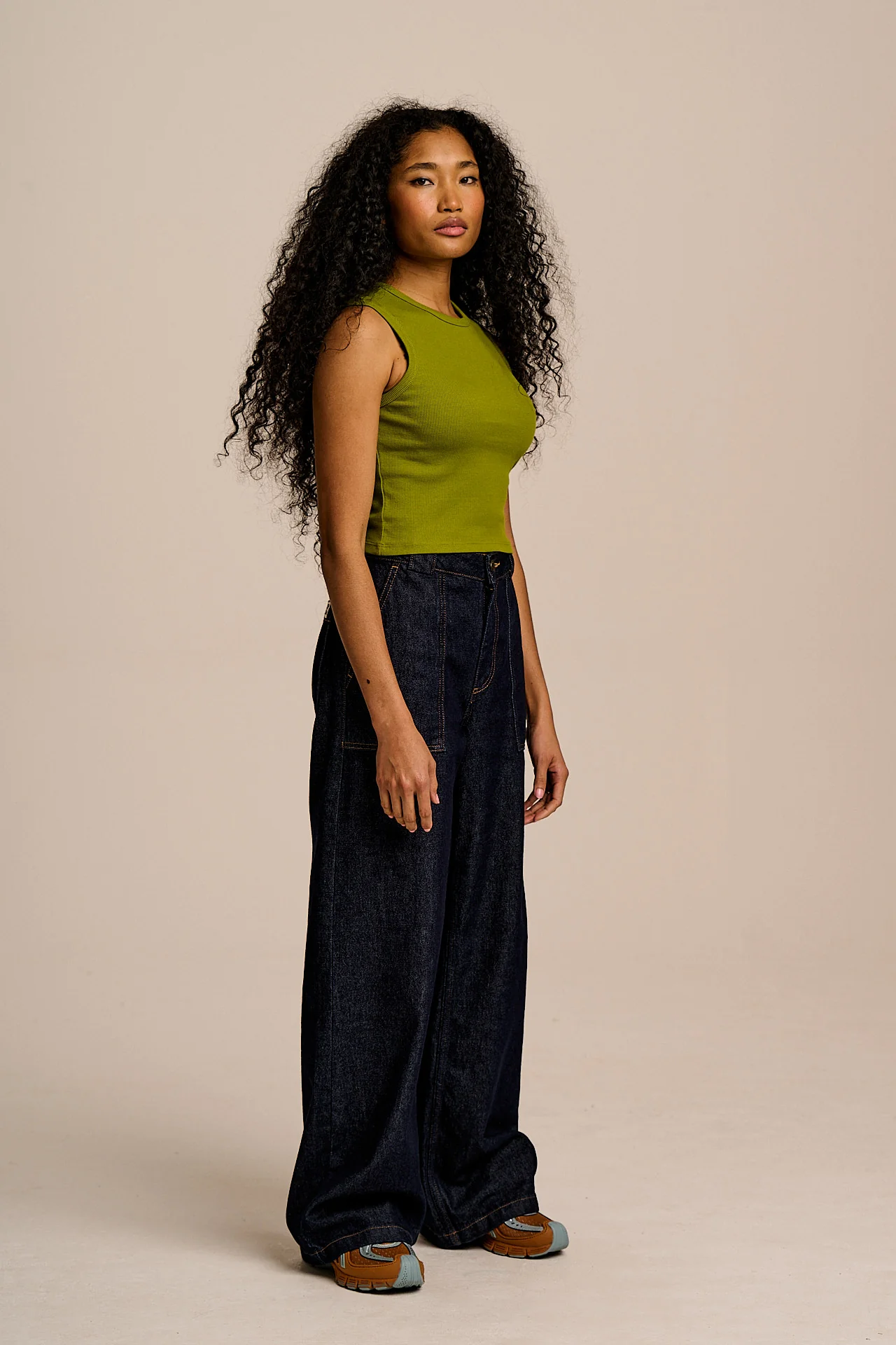 Rue - Cotton Rib Tank Top in Green - Image 4