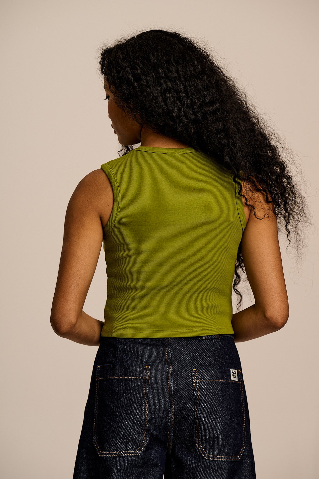 Rue - Cotton Rib Tank Top in Green - Image 5