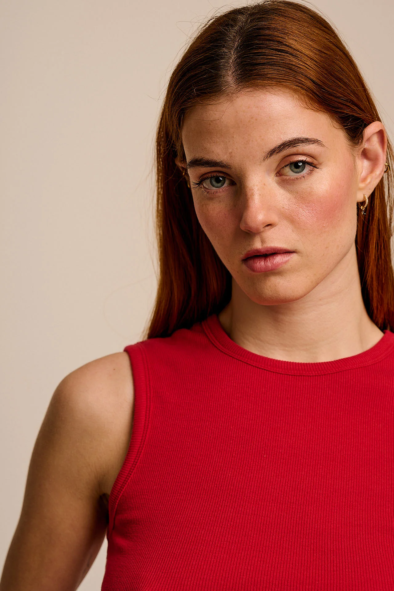 Rue - Cotton Rib Tank Top in Red - Image 2