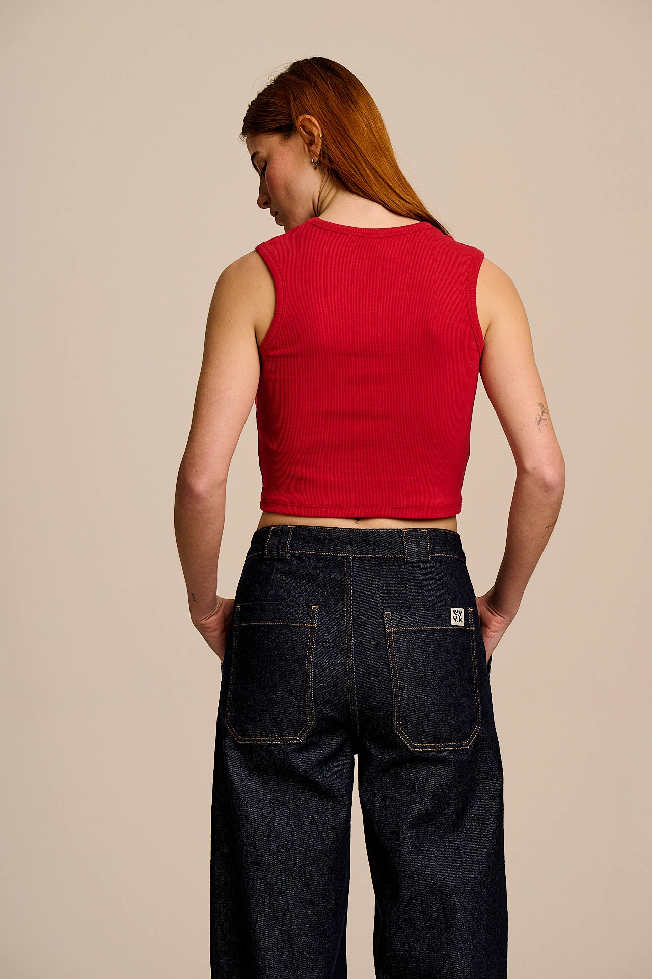 Rue - Cotton Rib Tank Top in Red - Image 6