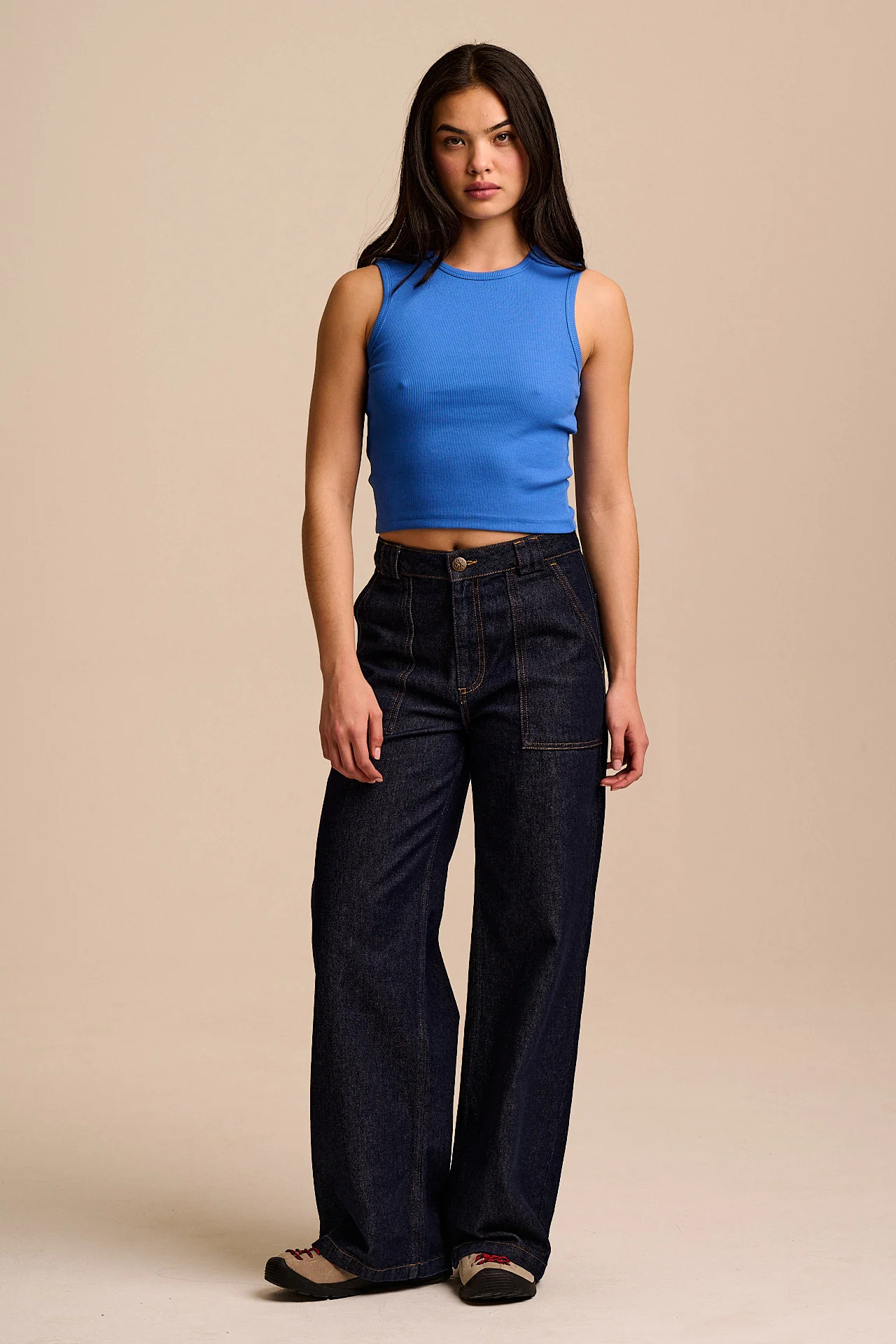Rue - Cotton Rib Tank Top in Sapphire Blue - Image 4