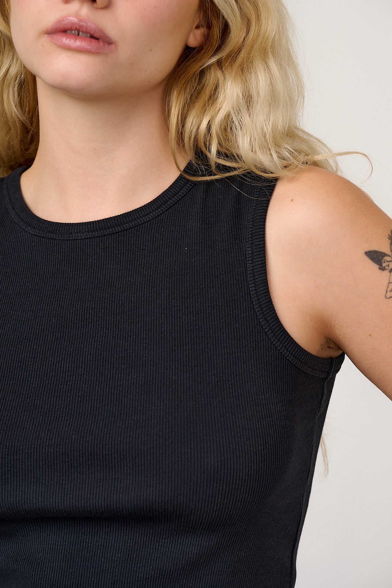 Rue - Ribbed Tank Top in Black - Image 3