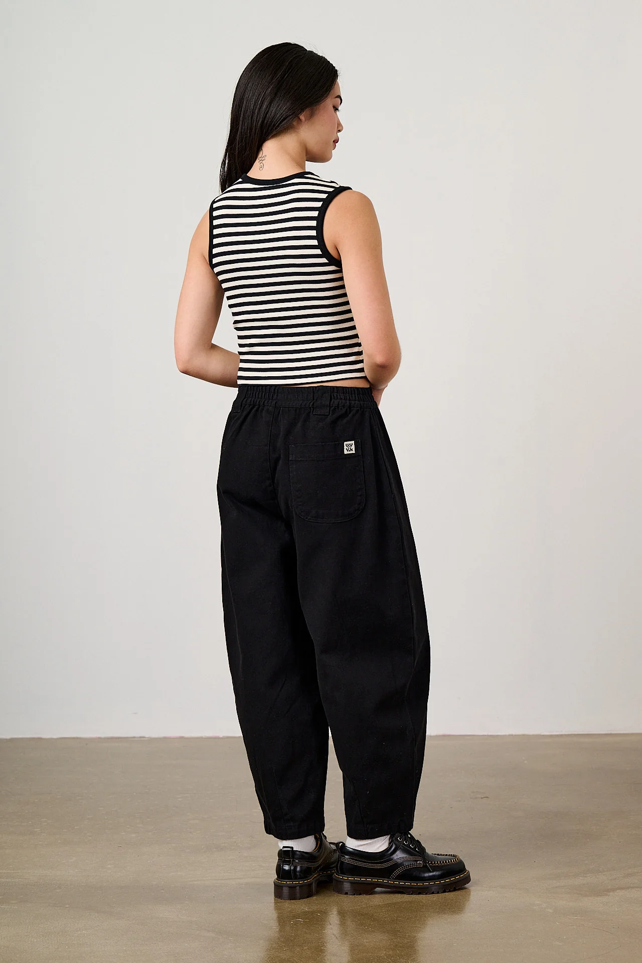 Rue - Cotton Rib Tank Top in Black & White Stripe - Image 4