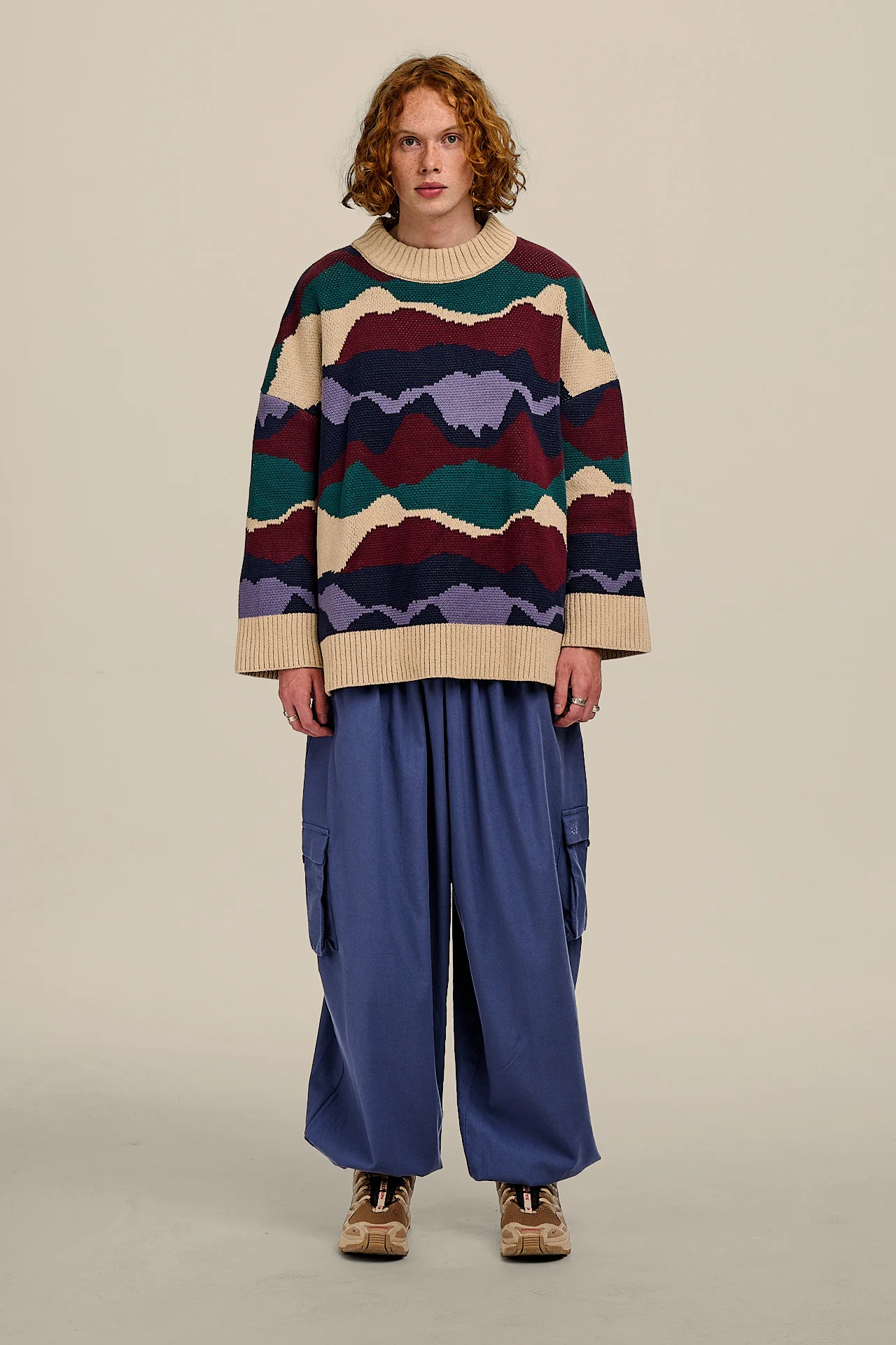 Rumi - Brushed Cotton Balloon Trousers in Grey Blue - Image 8