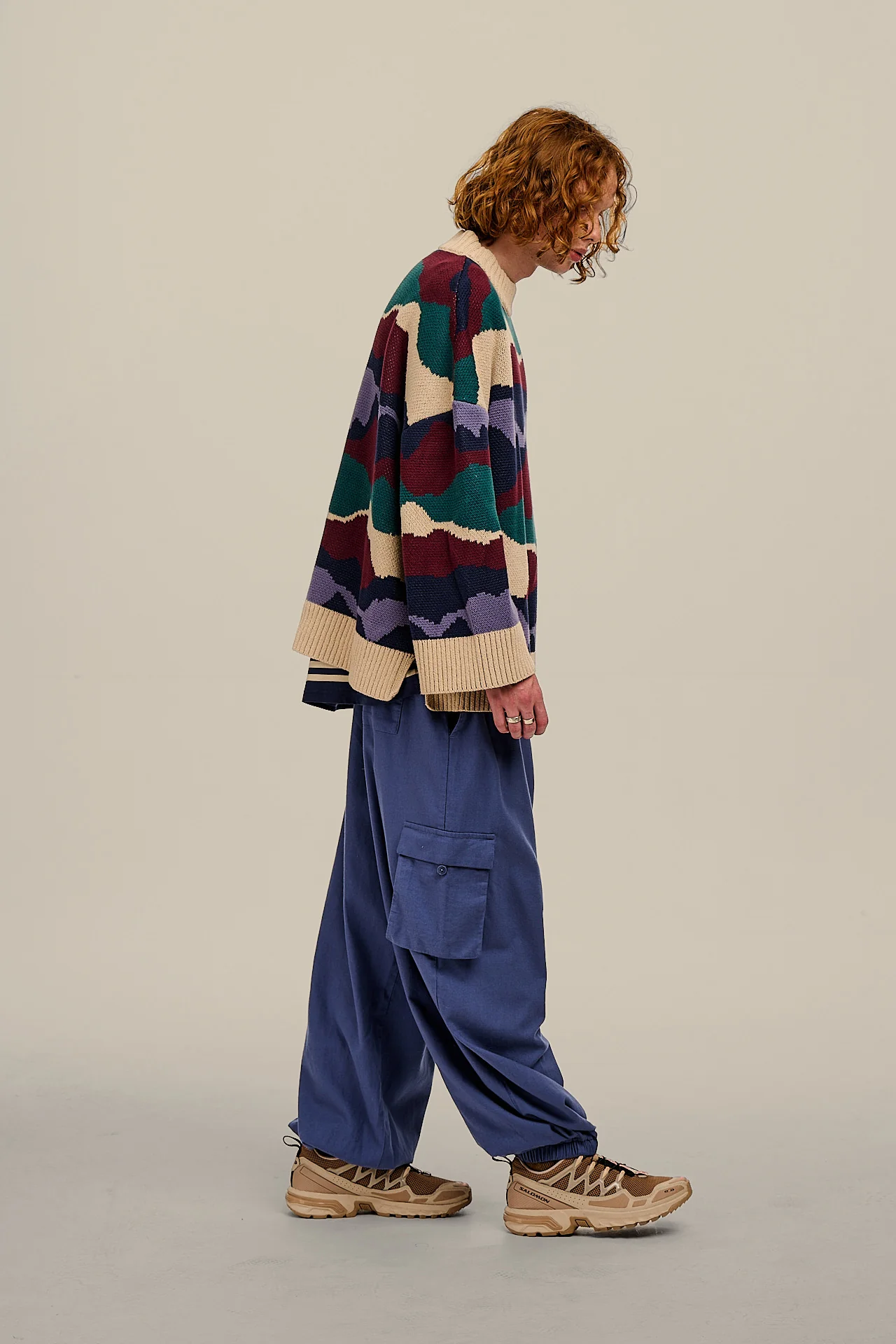 Rumi - Brushed Cotton Balloon Trousers in Grey Blue - Image 9