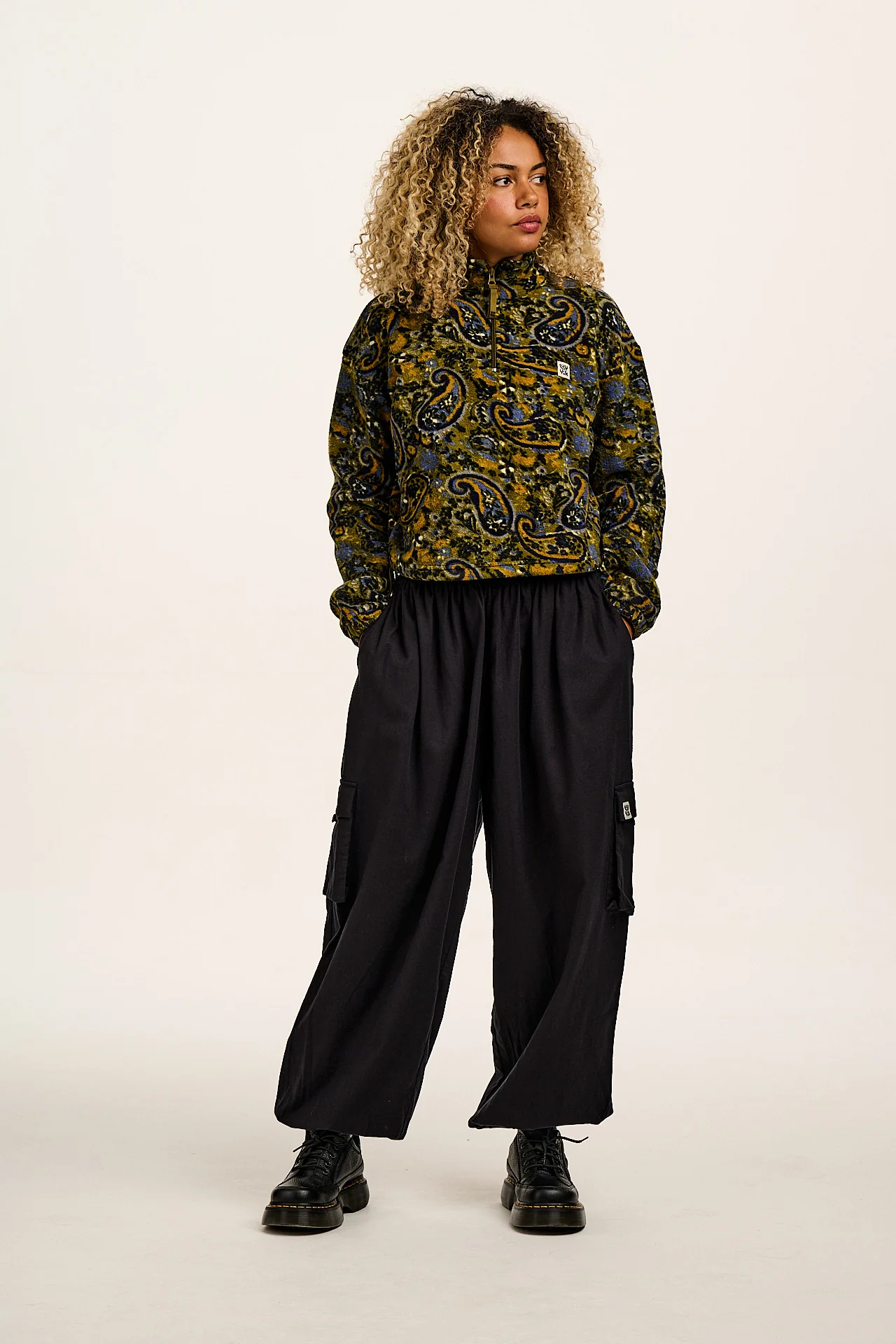 Rumi - Brushed Cotton Balloon Trousers in Black - Image 7