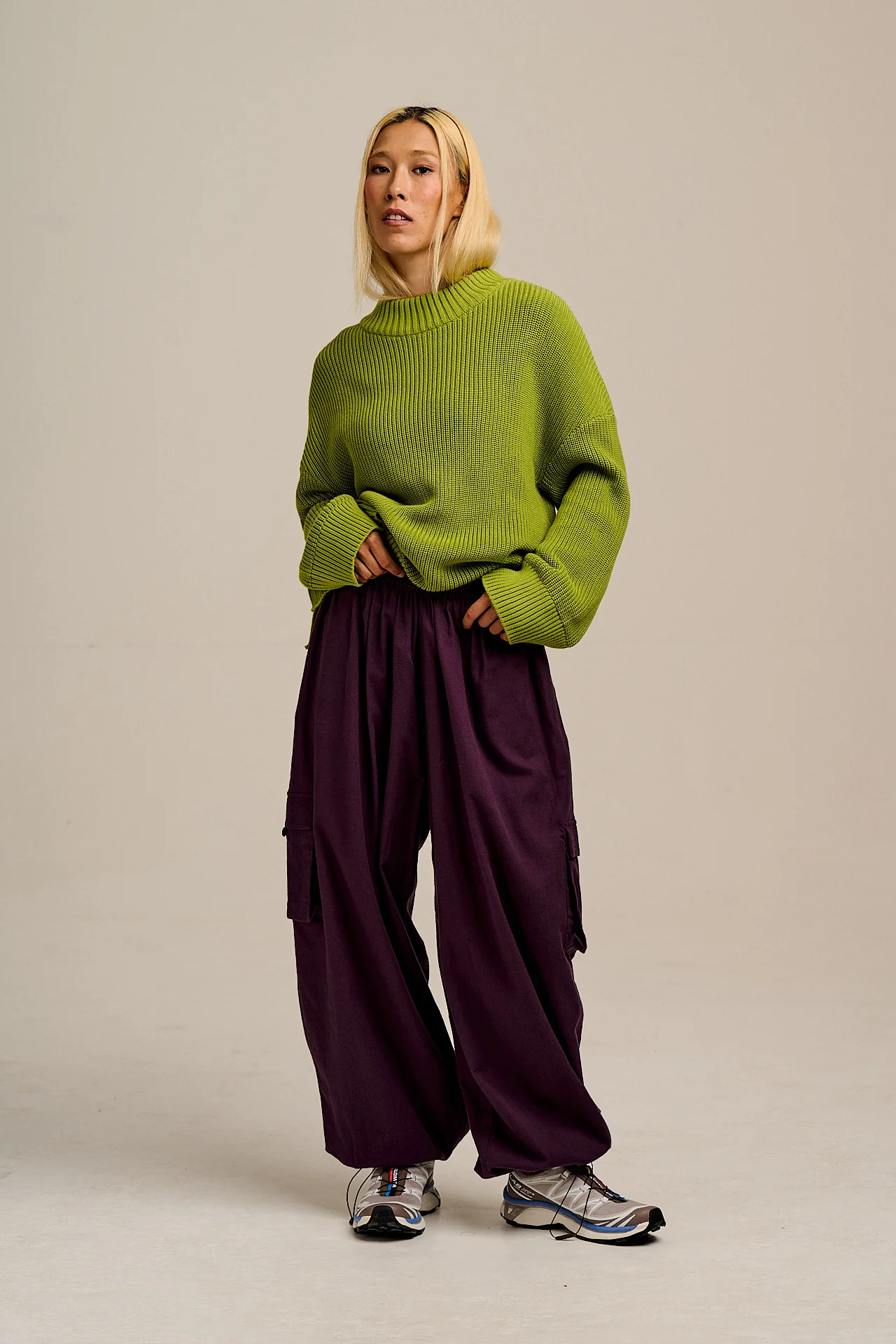 Rumi - Brushed Cotton Balloon Trousers in Plum Perfect - Image 10