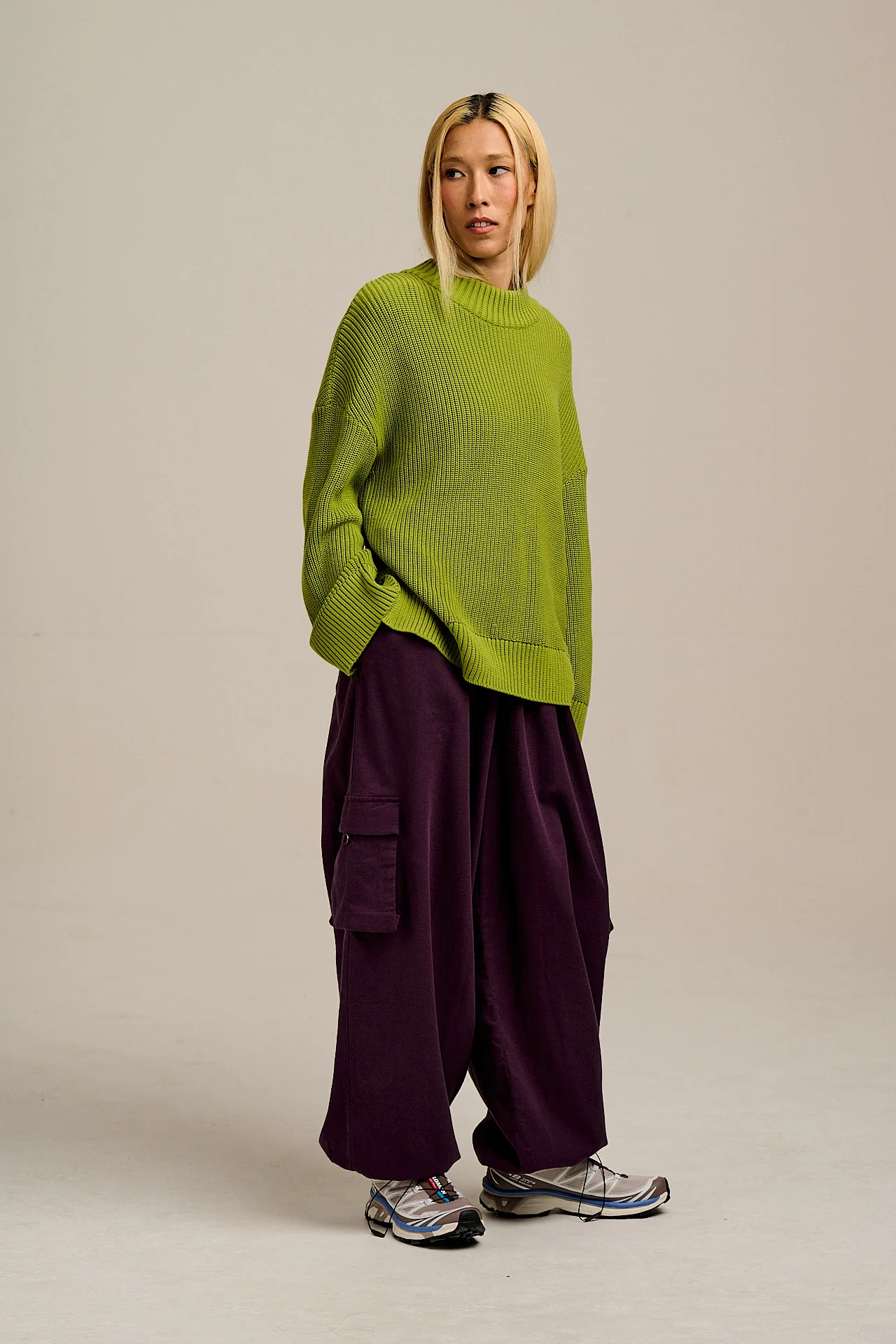 Rumi - Brushed Cotton Balloon Trousers in Plum Perfect - Image 11