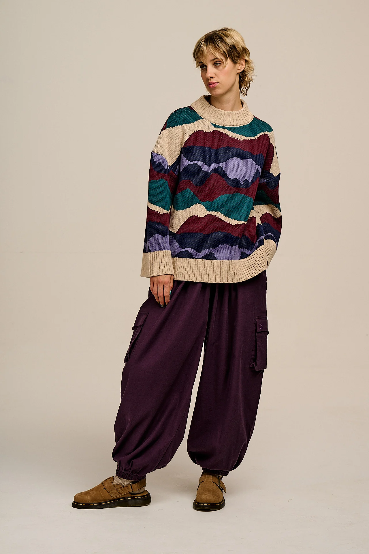 Rumi - Brushed Cotton Balloon Trousers in Plum Perfect - Image 12