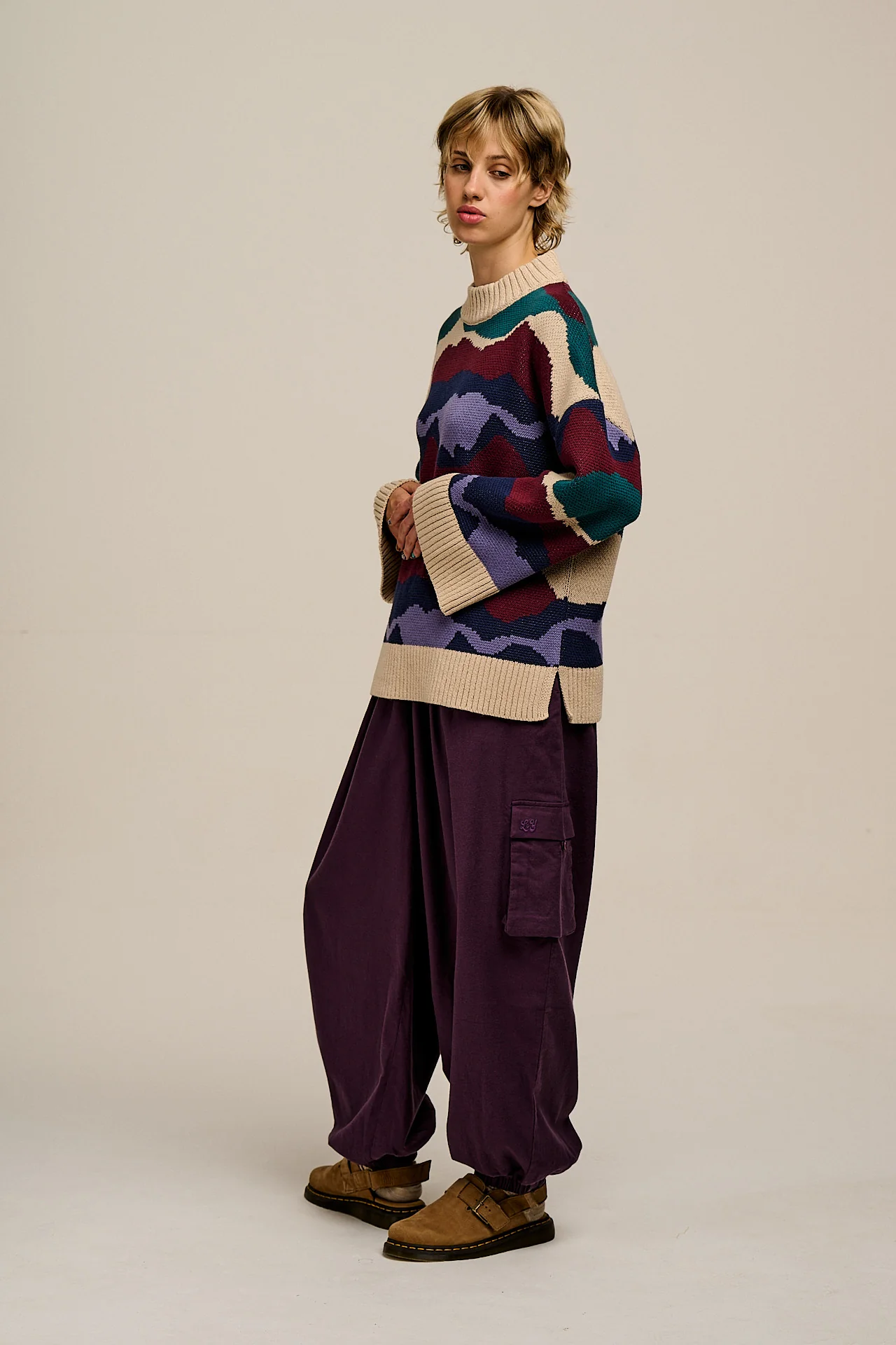 Rumi - Brushed Cotton Balloon Trousers in Plum Perfect - Image 13