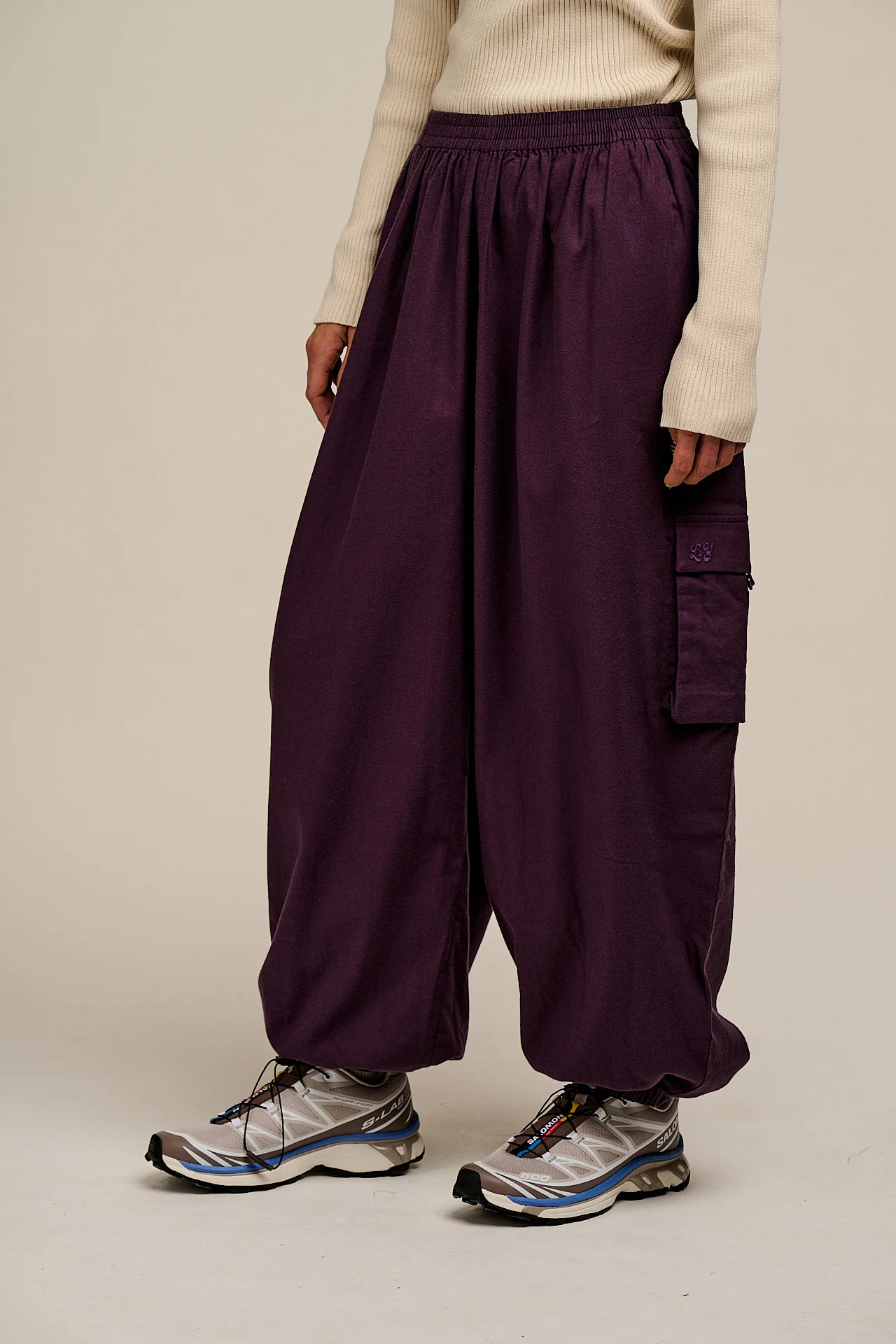 Rumi - Brushed Cotton Balloon Trousers in Plum Perfect - Image 2