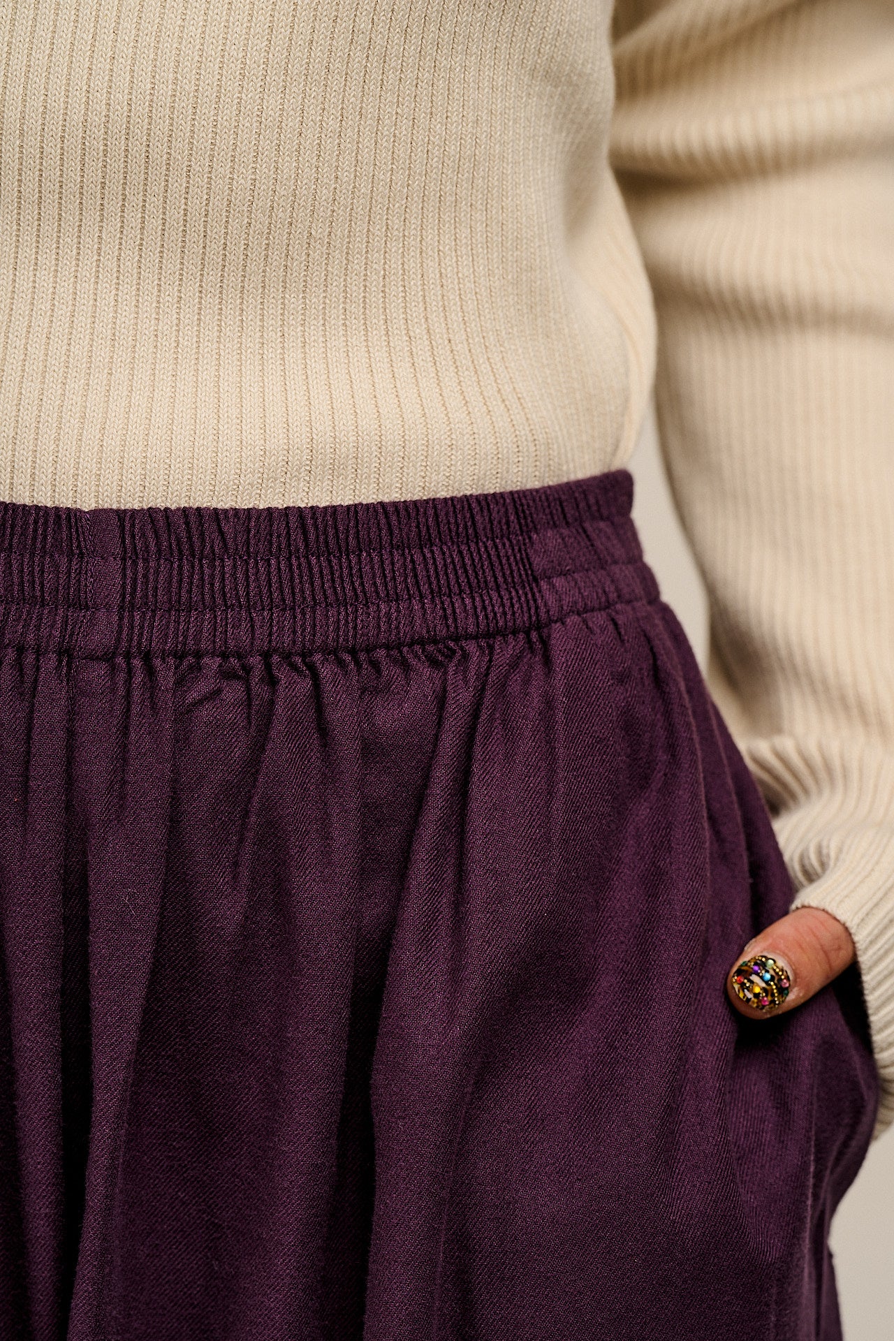 Rumi - Brushed Cotton Balloon Trousers in Plum Perfect - Image 4
