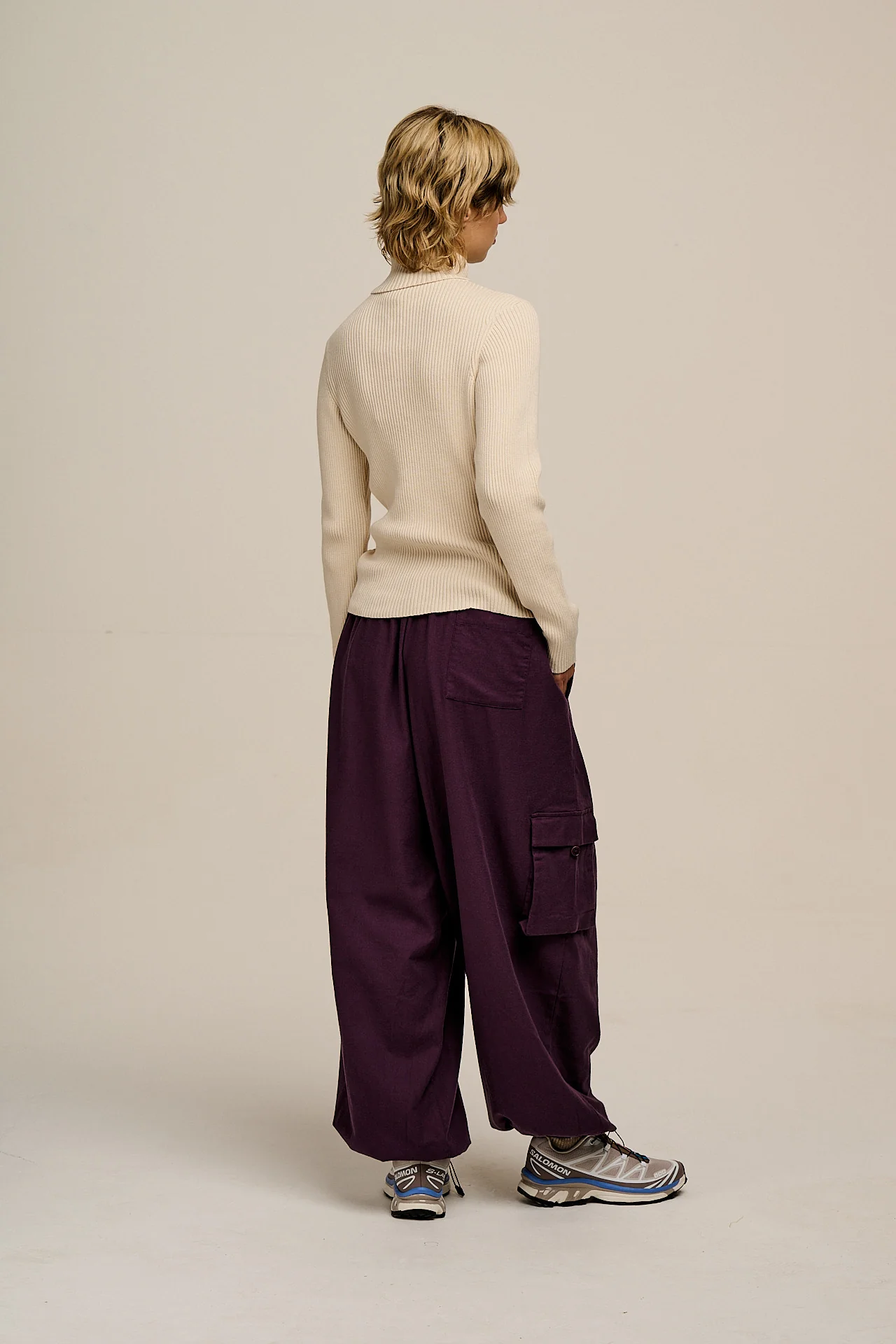 Rumi - Brushed Cotton Balloon Trousers in Plum Perfect - Image 7