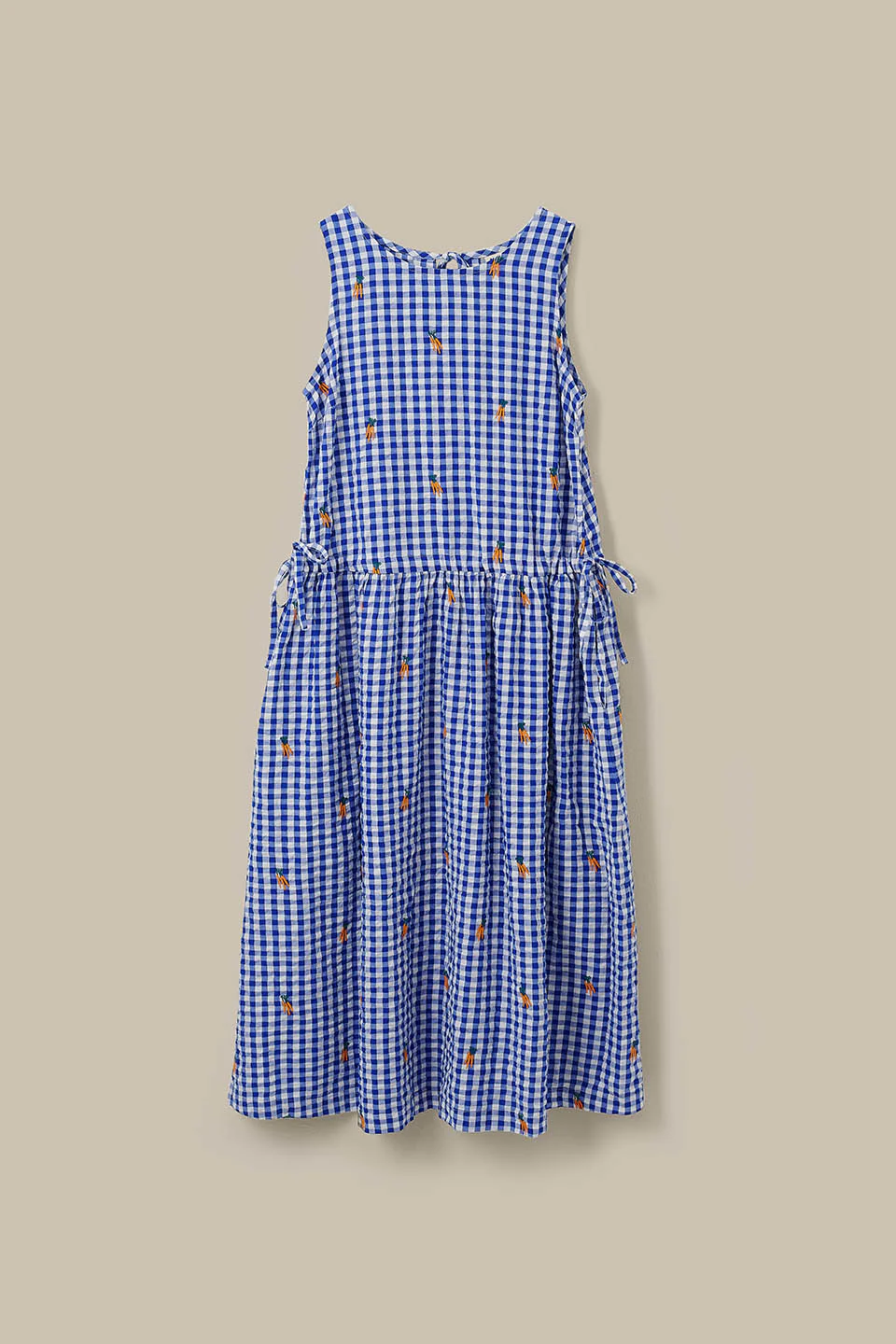 Sacha - Cotton Midi Dress in Gingham Carrot Embroidery - Image 8