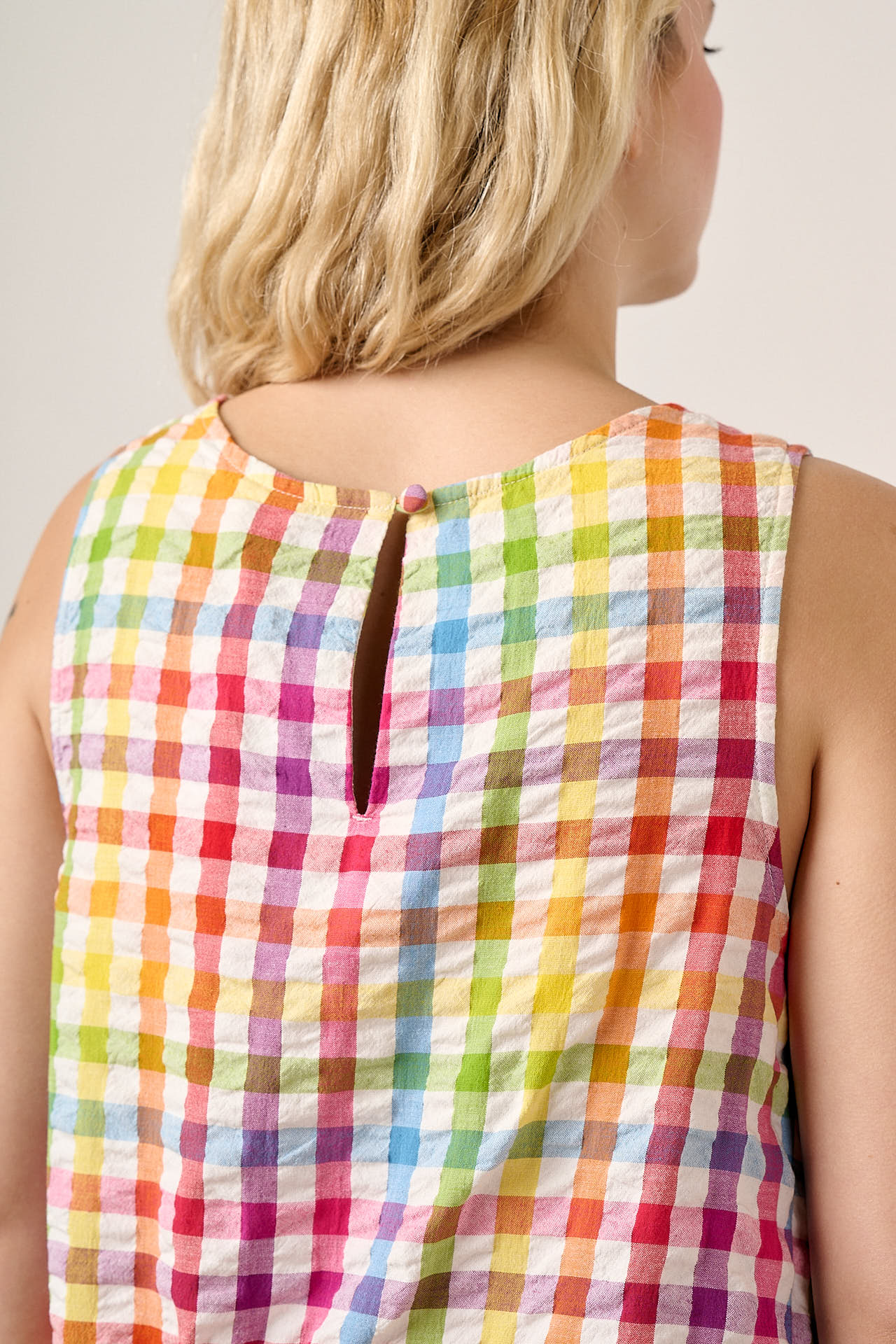 Sacha - Cotton Midi Dress in Rainbow Check - Image 6
