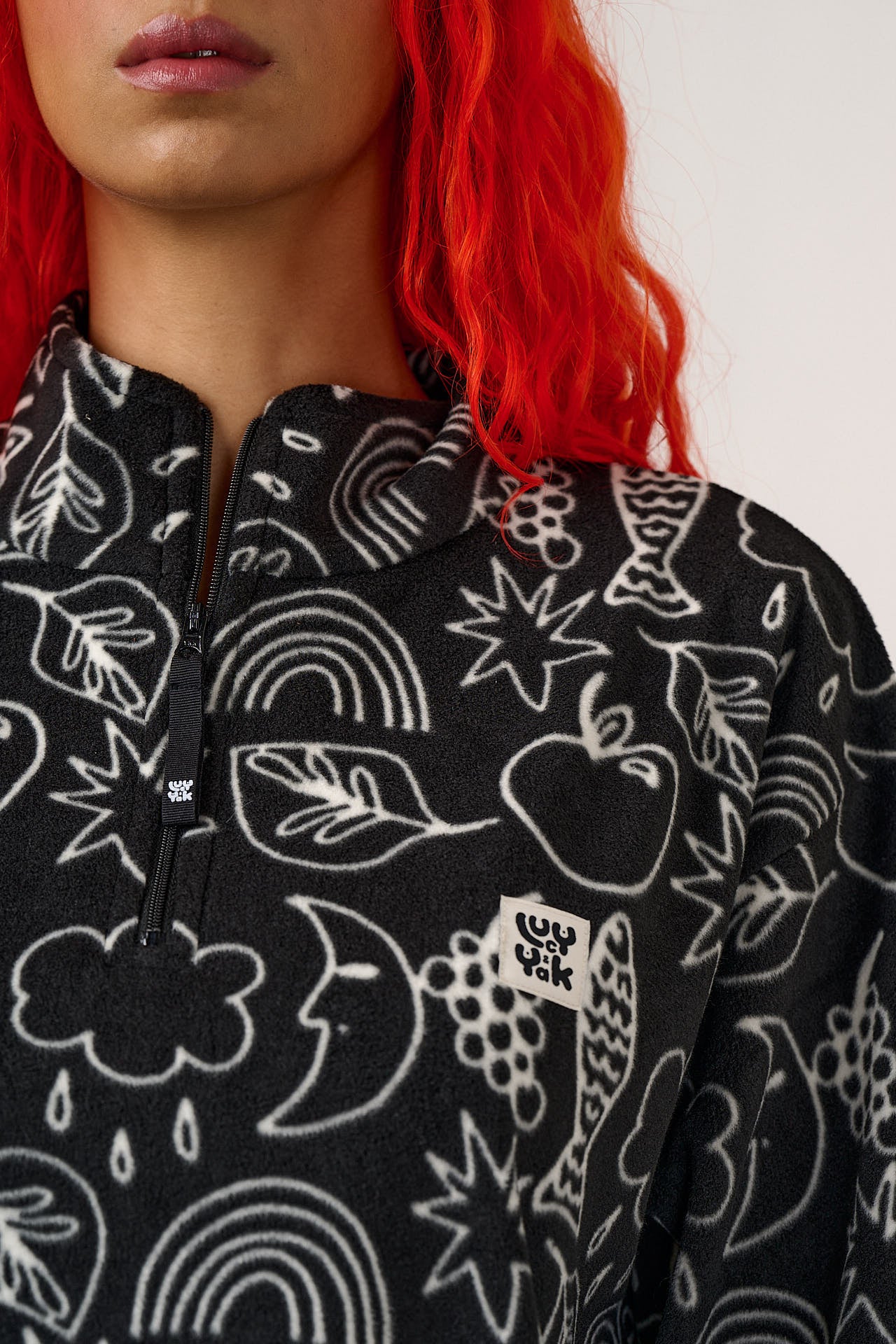 Sammy - Lightweight Polar Fleece in Monochrome Naive Shapes - Image 3