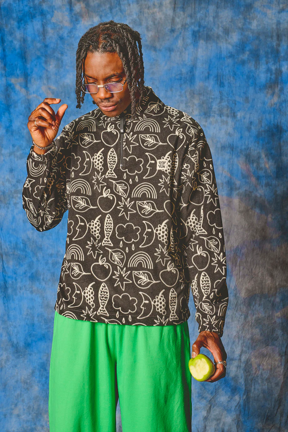 Sammy - Lightweight Polar Fleece in Monochrome Naive Shapes - Image 4