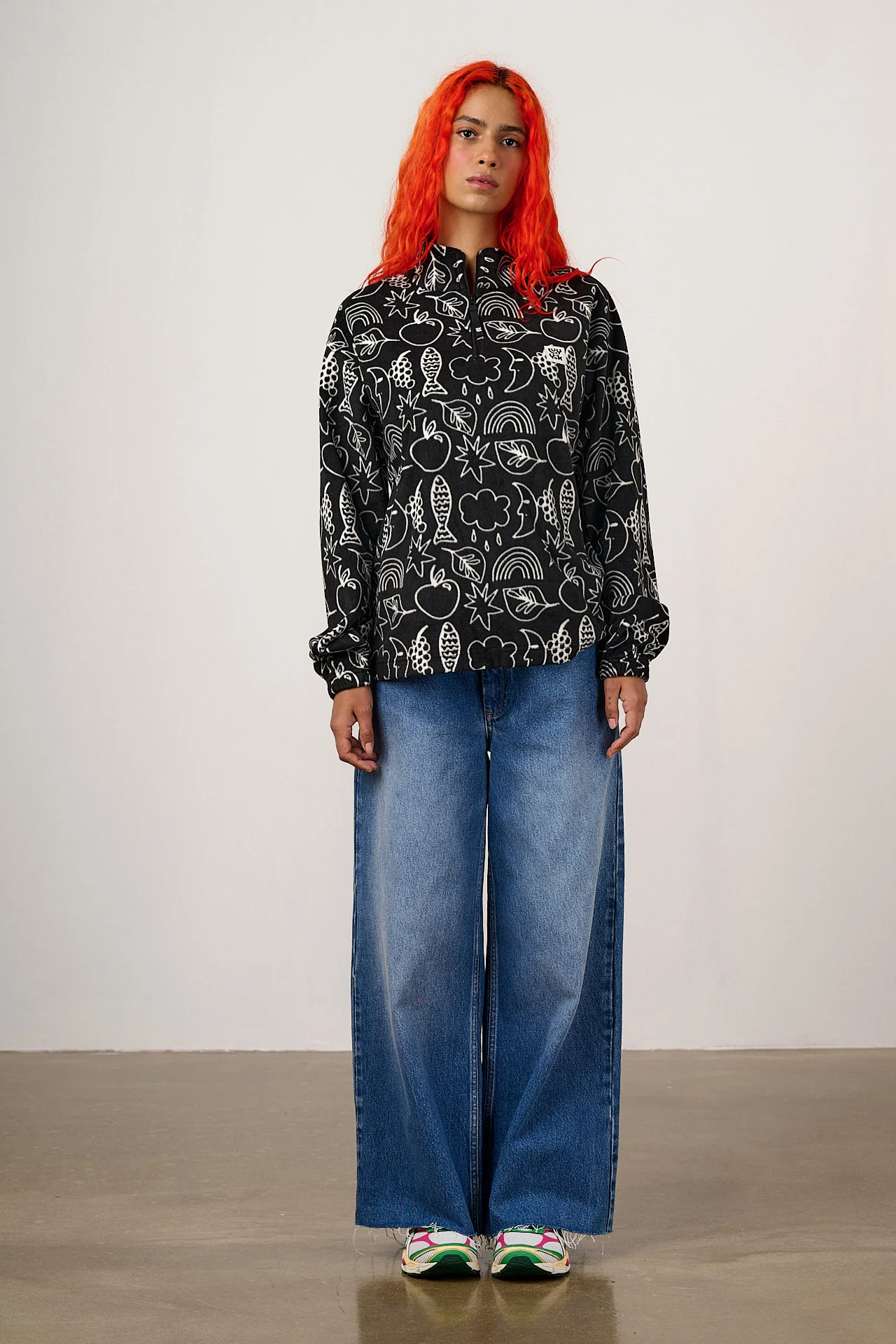 Sammy - Lightweight Polar Fleece in Monochrome Naive Shapes - Image 5