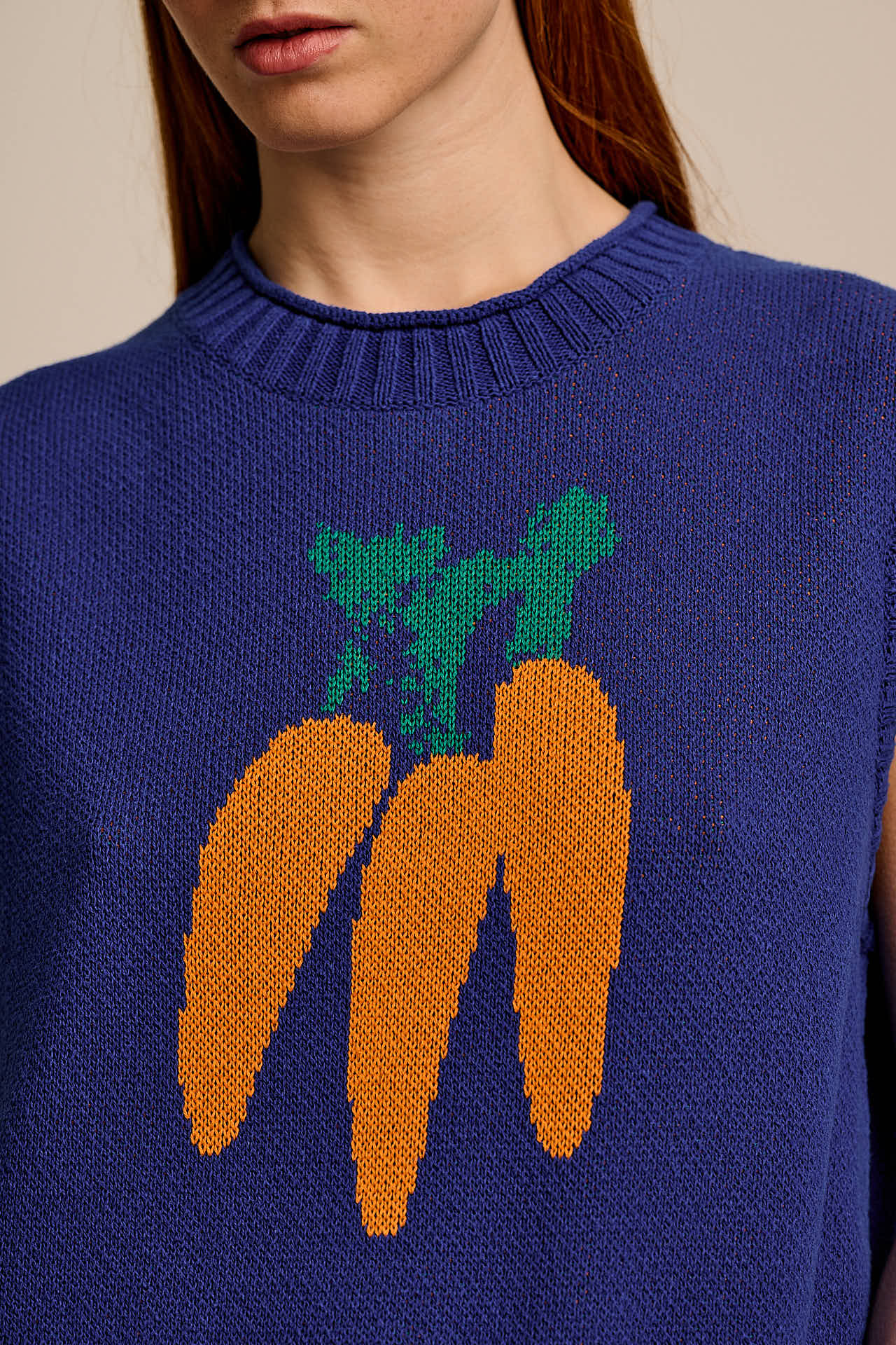 Sawyer - Cotton Knitted Tank in Navy Carrot - Image 3