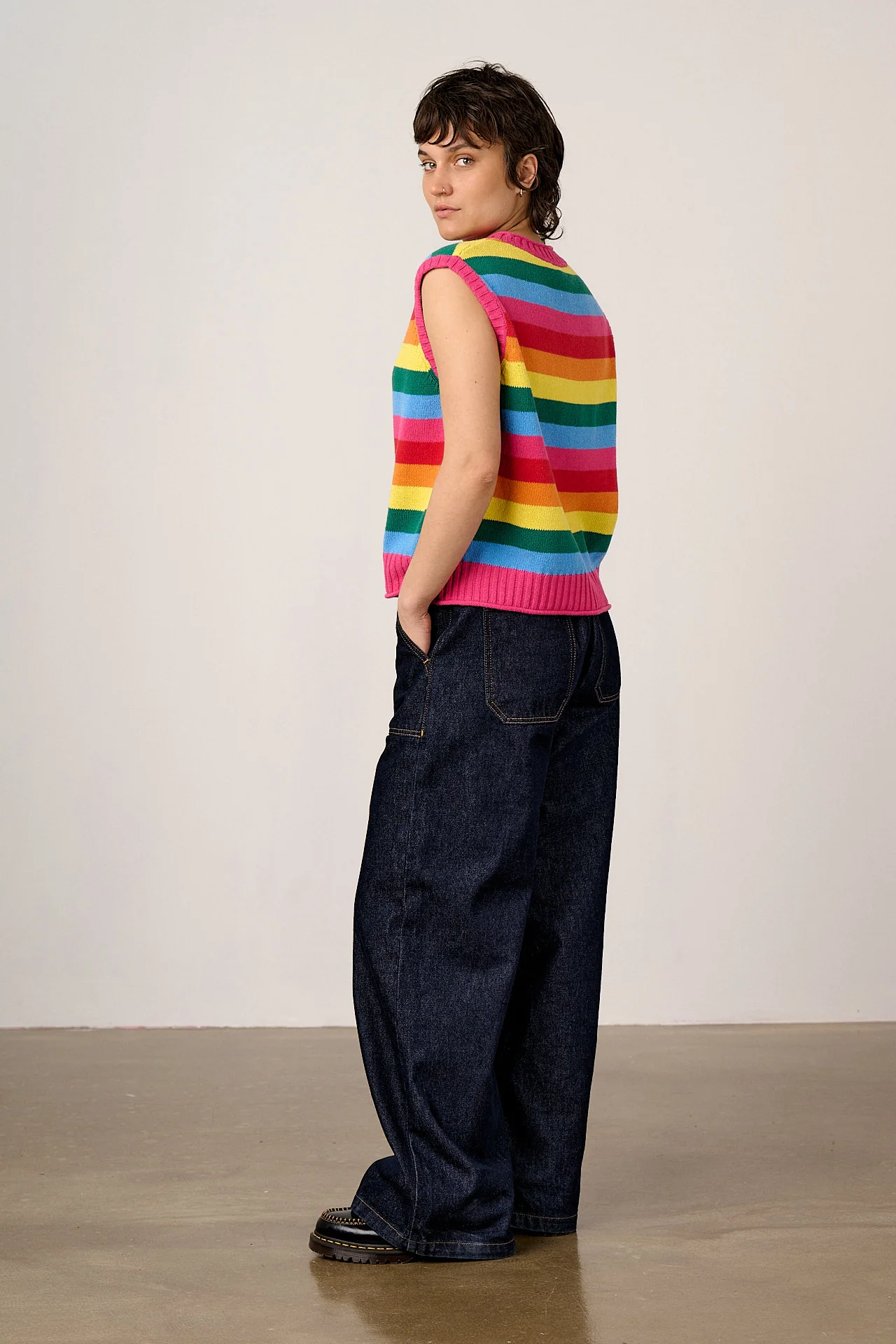 Sawyer - Cotton Knitted Tank in Rainbow Stripe - Image 5