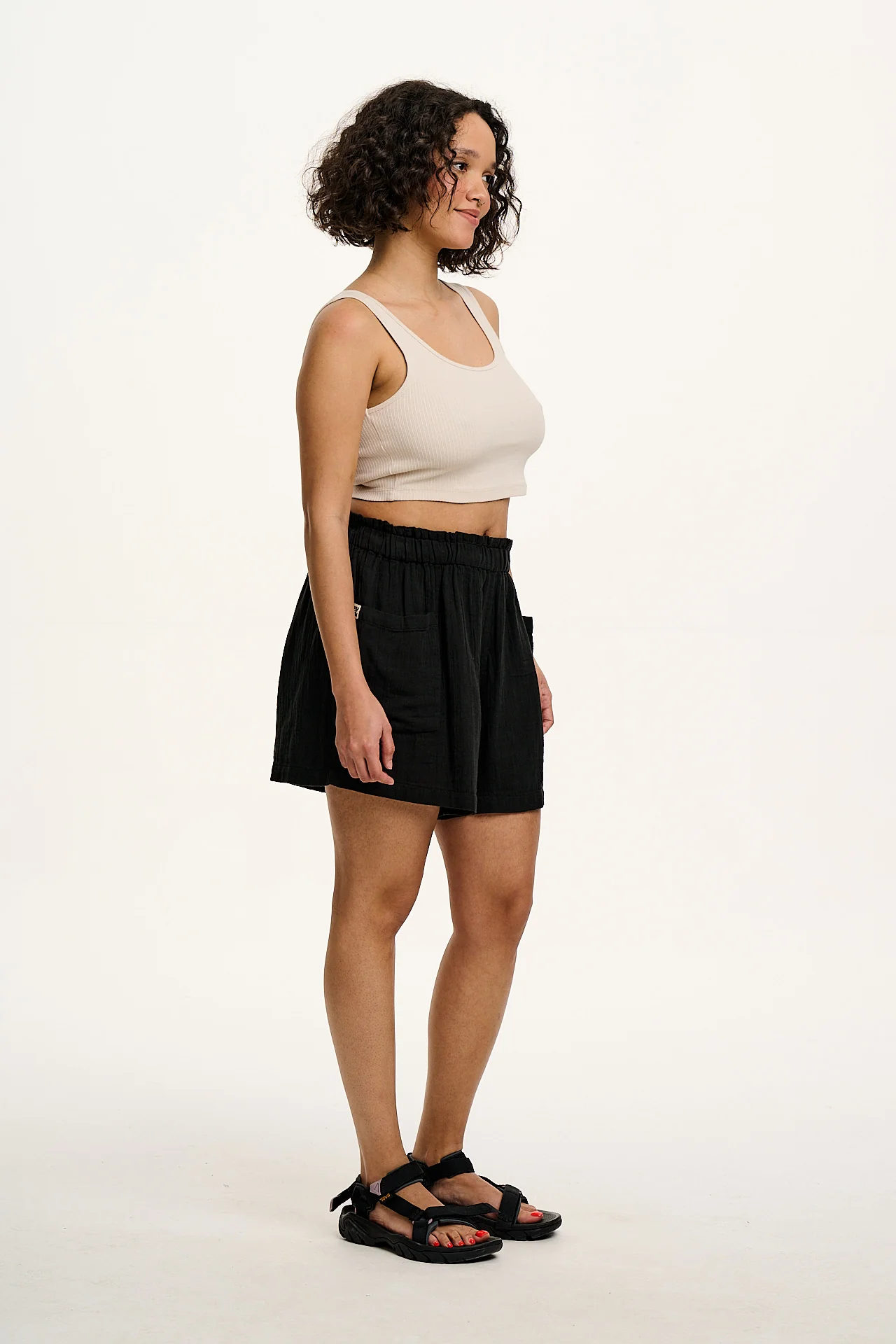 Sierra - Cotton Shorts in Black - Image 8