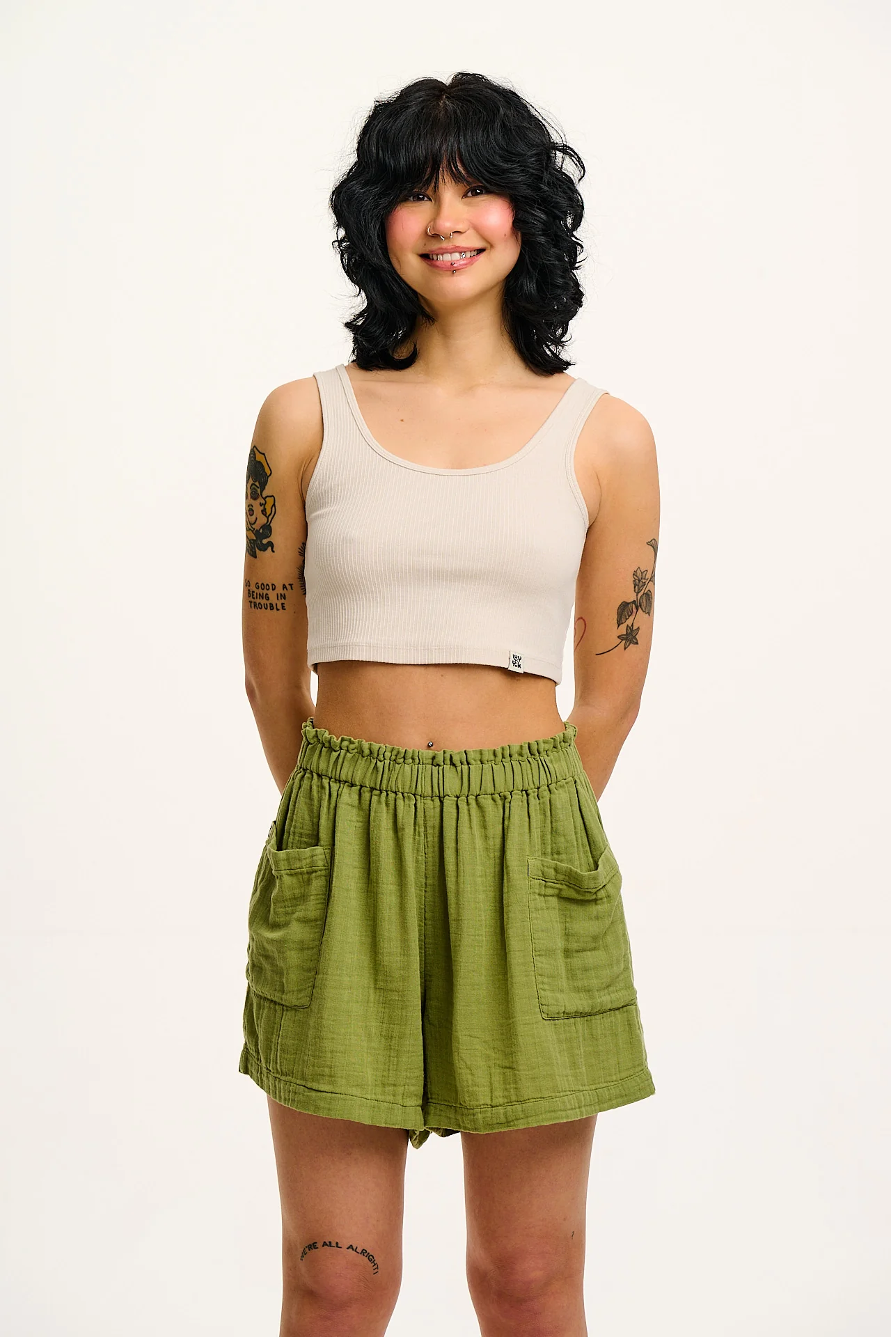 Sierra - Cotton Shorts in Herb Garden Green - Image 10