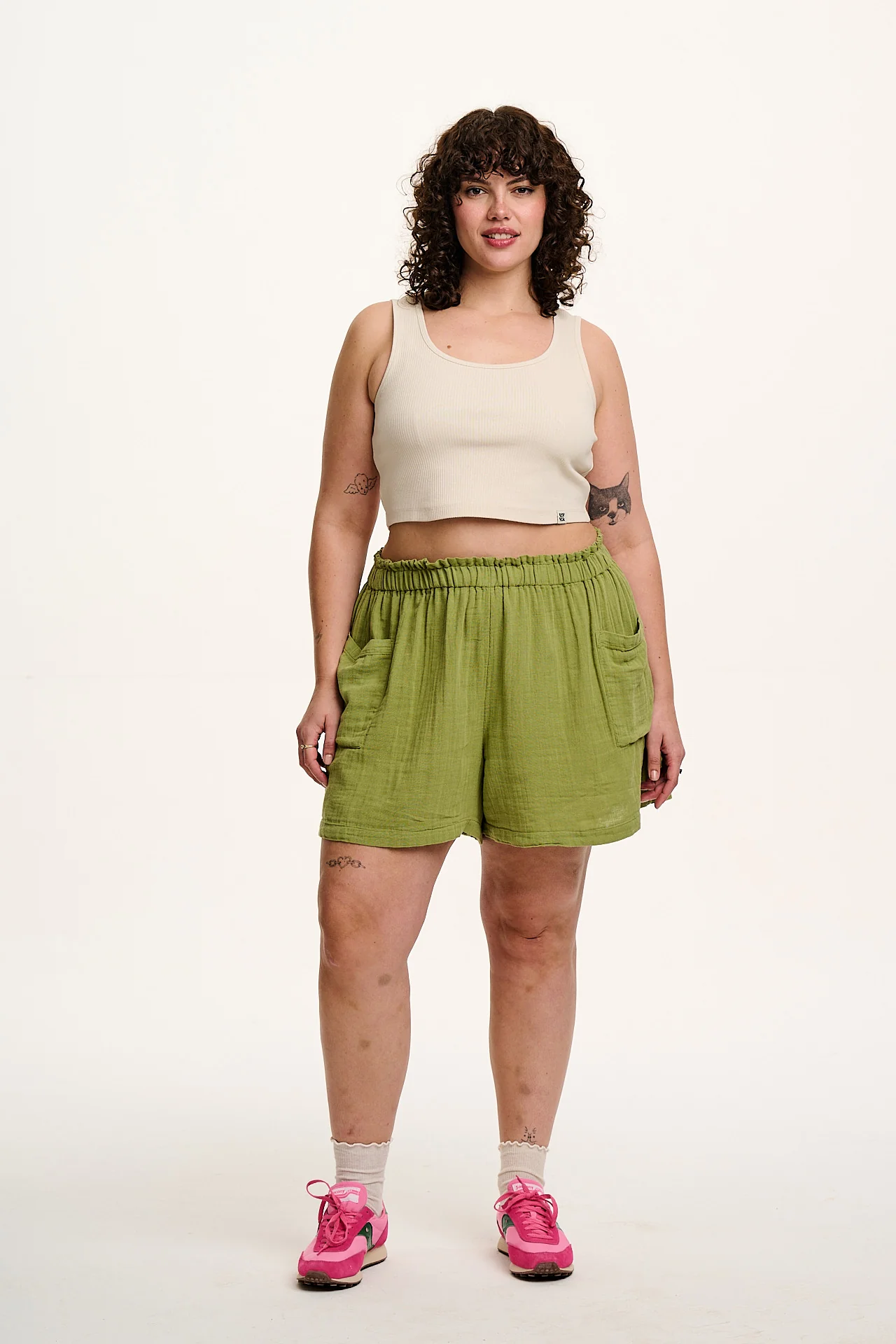 Sierra - Cotton Shorts in Herb Garden Green - Image 13