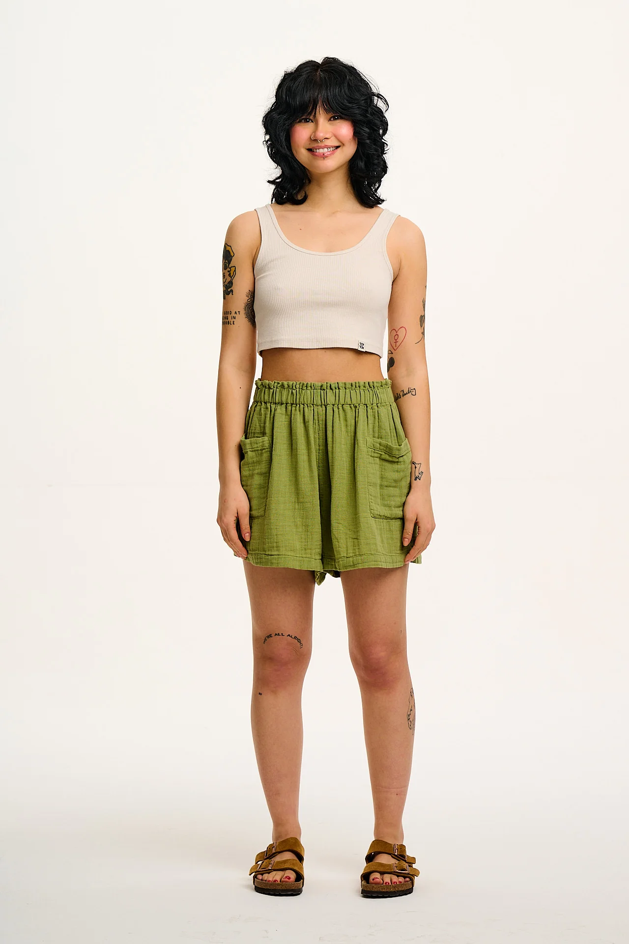 Sierra - Cotton Shorts in Herb Garden Green - Image 5