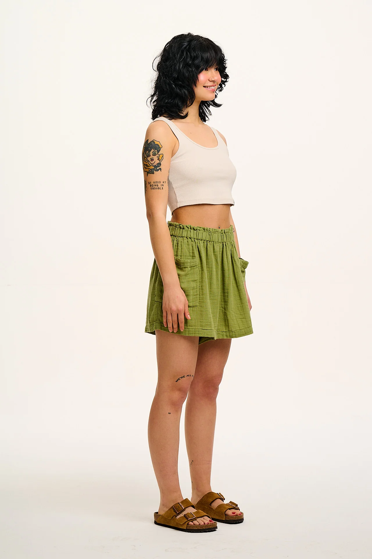 Sierra - Cotton Shorts in Herb Garden Green - Image 8