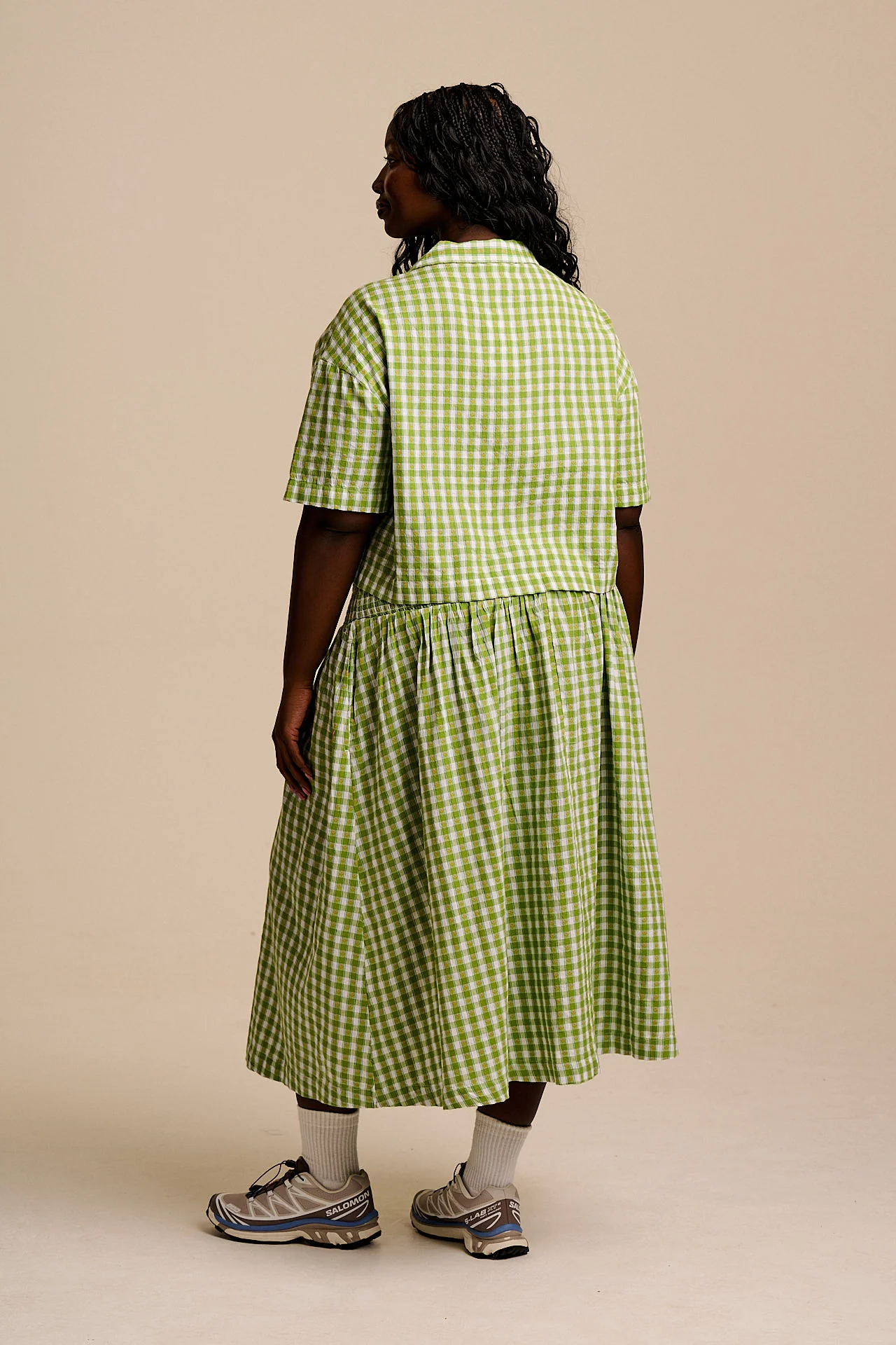 Sofiya - Midi Skirt in Green & White Tulip Gingham - Image 7