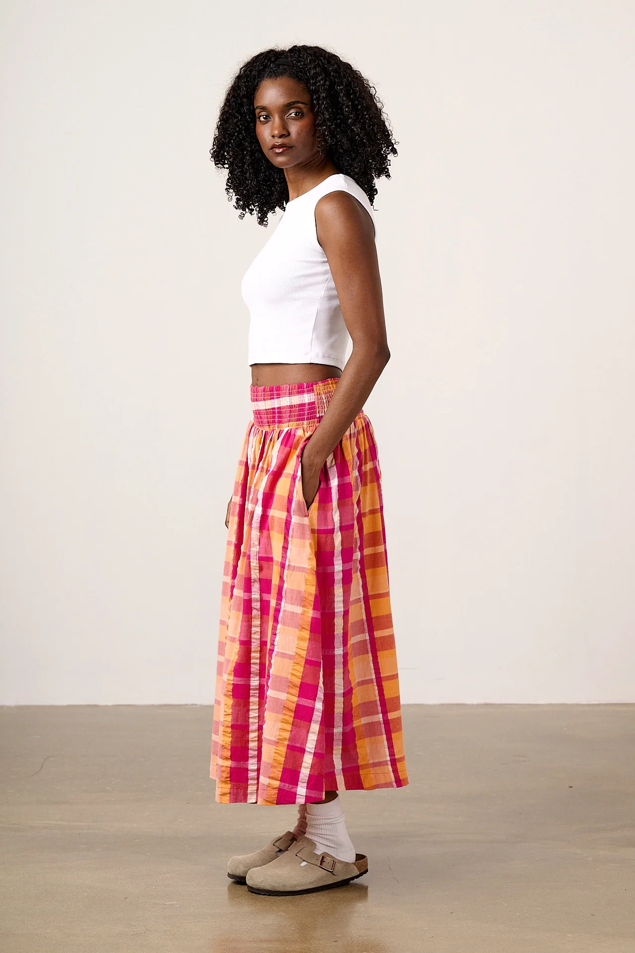 Sofiya - Midi Skirt in Madras Check - Image 4