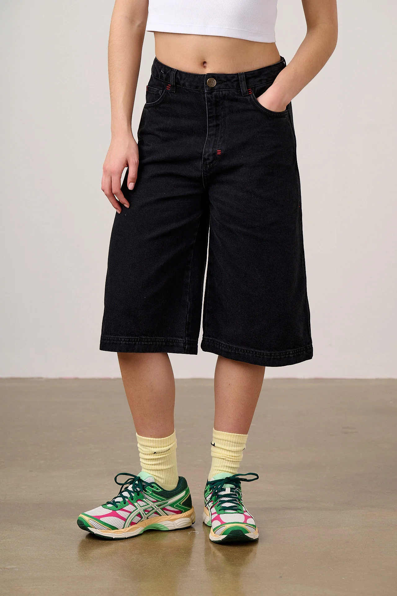 Sol - Denim Long Shorts in Black Wash - Image 3