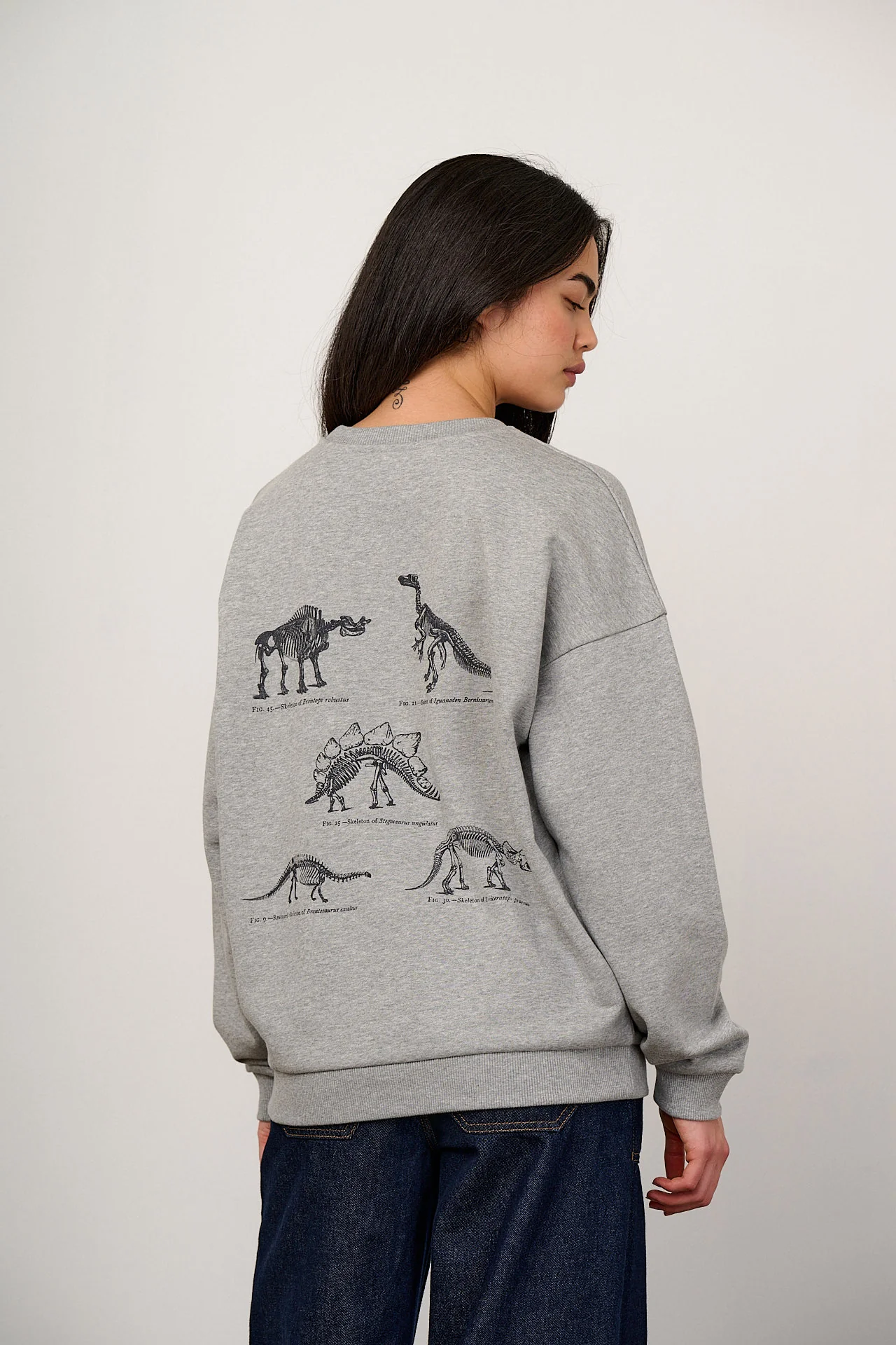L.E. Sutton - Cotton Oversized Sweatshirt in Dinosaur Natural History Museum & Yak Print - Image 5