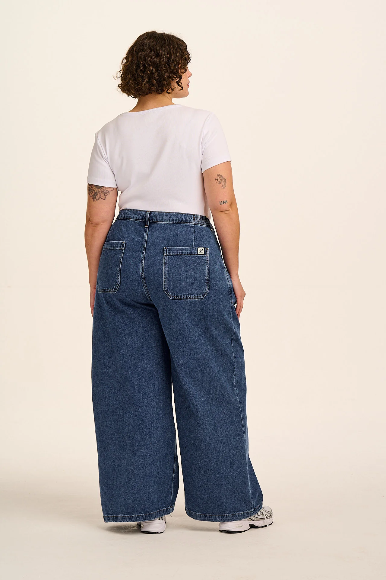 Tate - Denim Extra Wide Leg Jeans in Mid Wash Blue - Image 7
